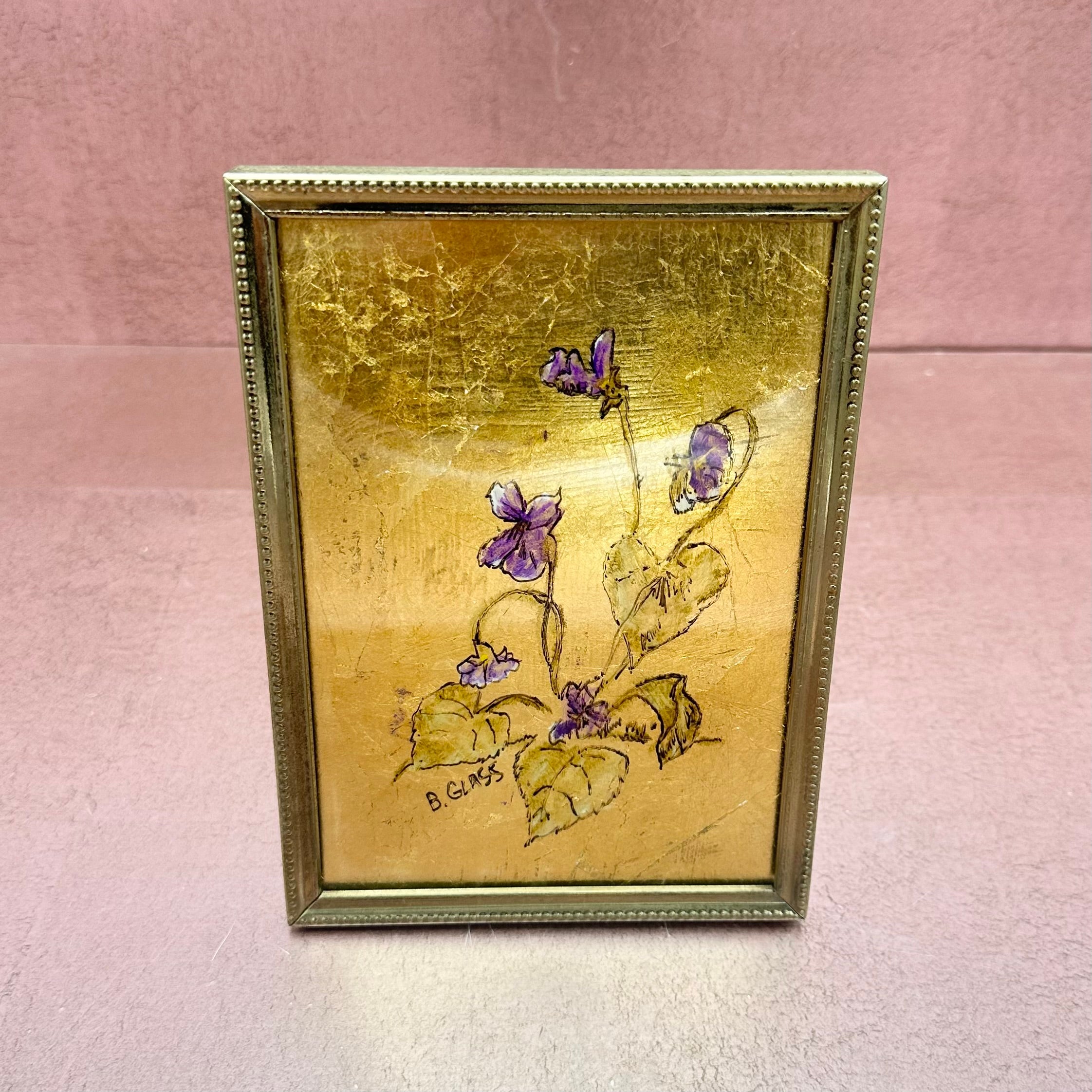 Framed Gold Foil Flower Artwork