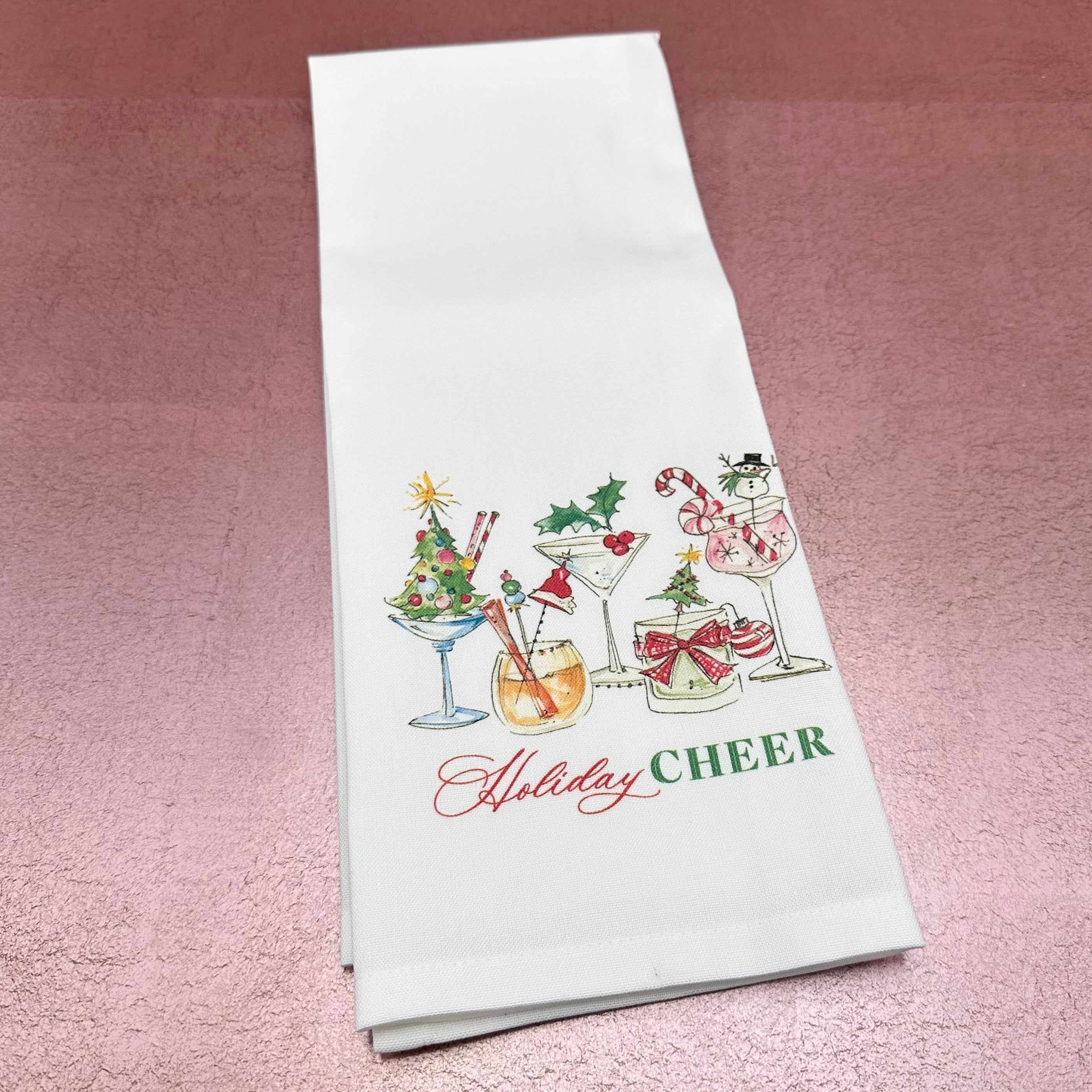 Christmas Cheer Cocktails Kitchen Towel