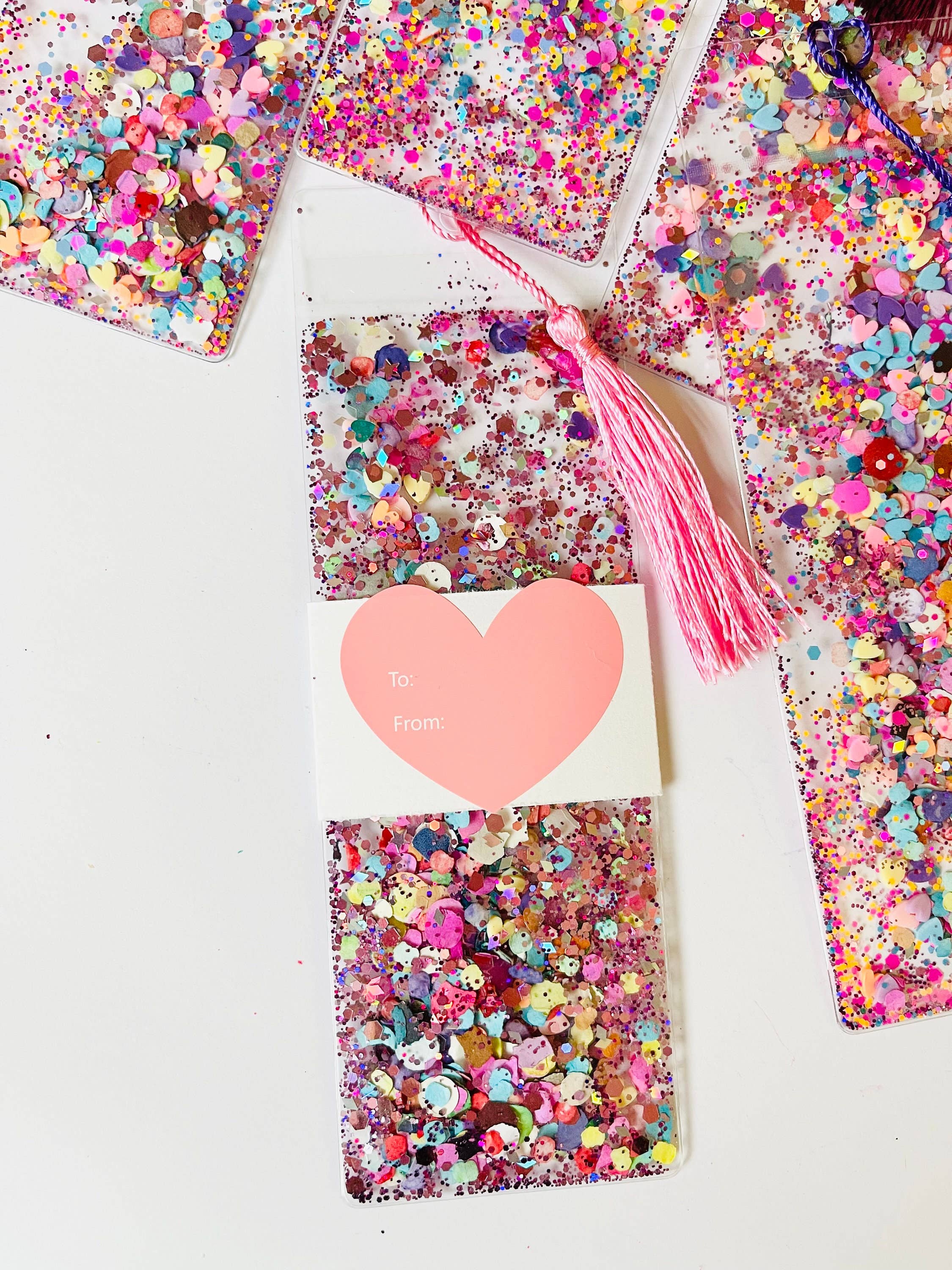 Valentine’s Day Heart Glitter Shaker Bookmark