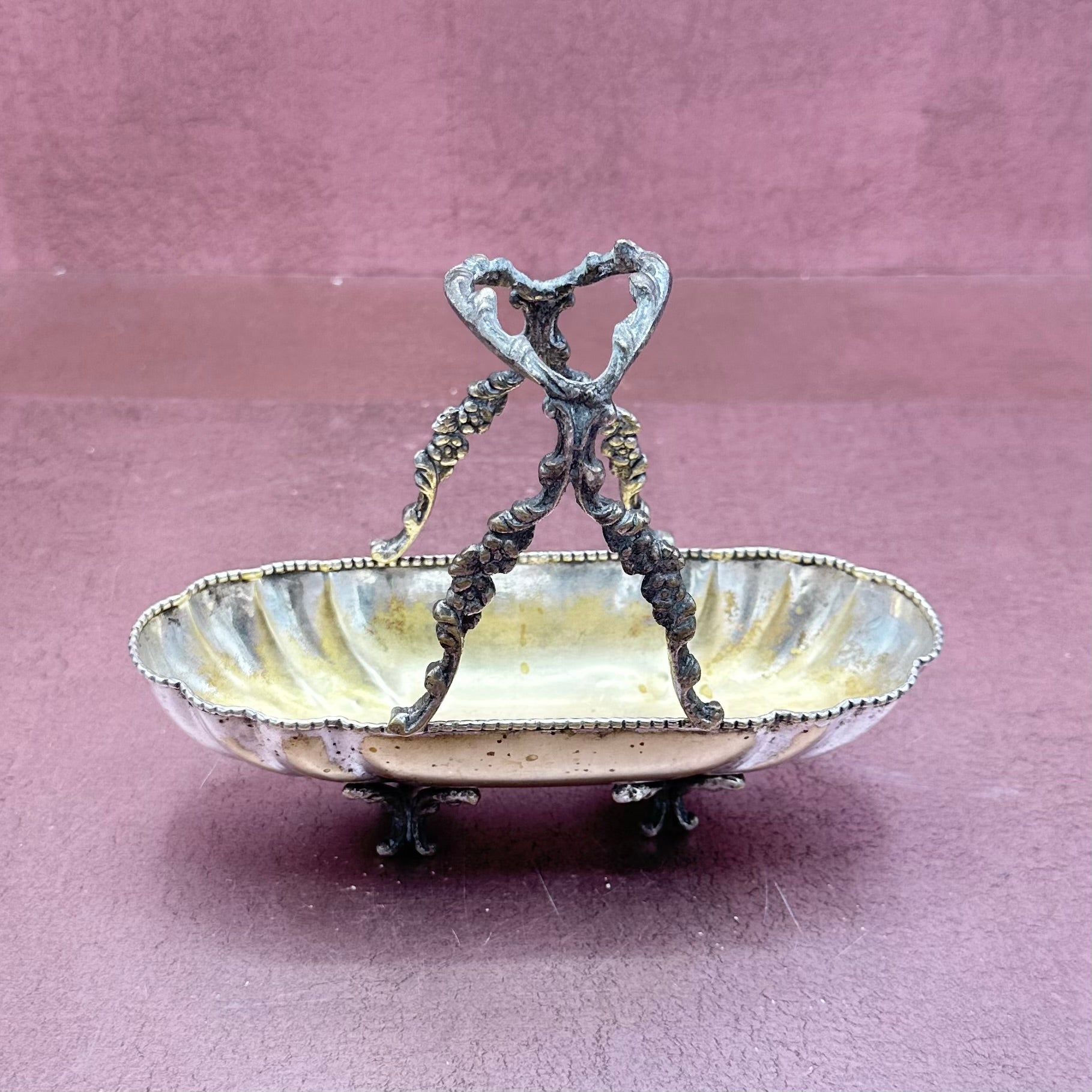Vintage Footed Metal Basket