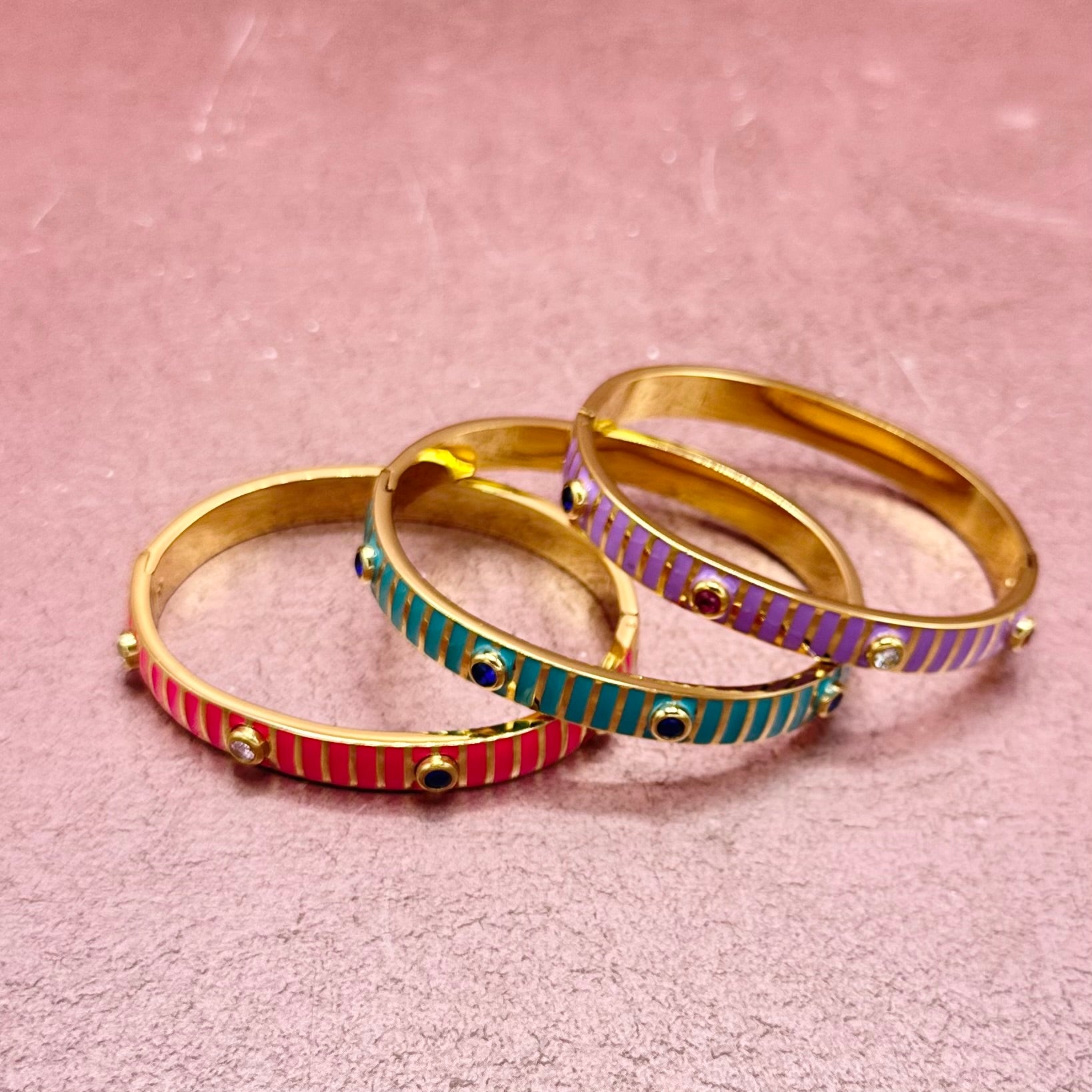 Enamel Stripe Metal Hinge Bracelet