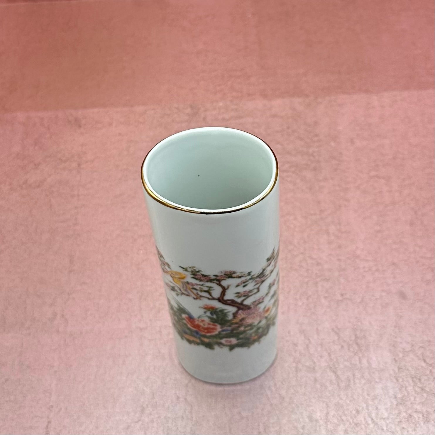 Small Oval Floral & Bird Vase
