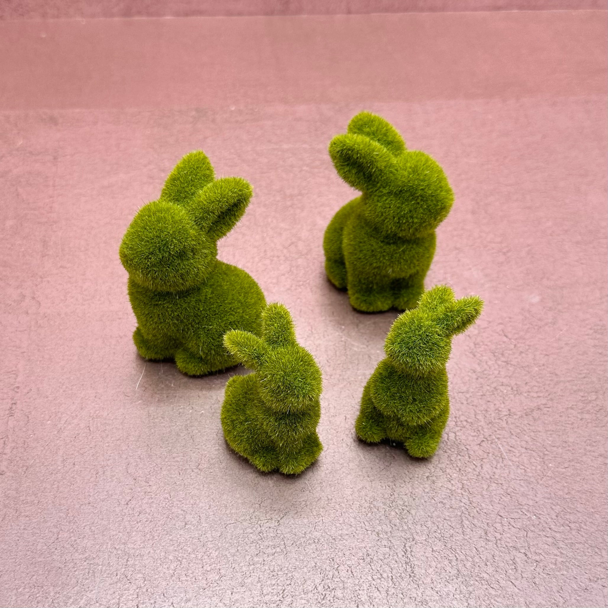 Easter Moss Flocked Bunny Rabbit Decorative Figurine