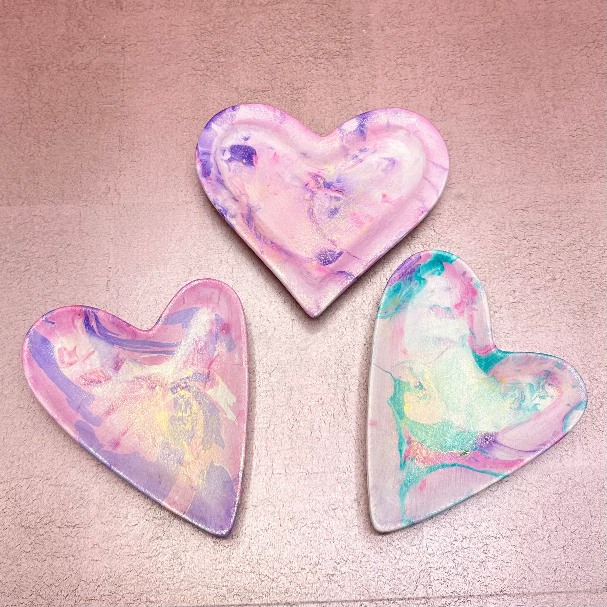Heart Marbled Bisque Trays