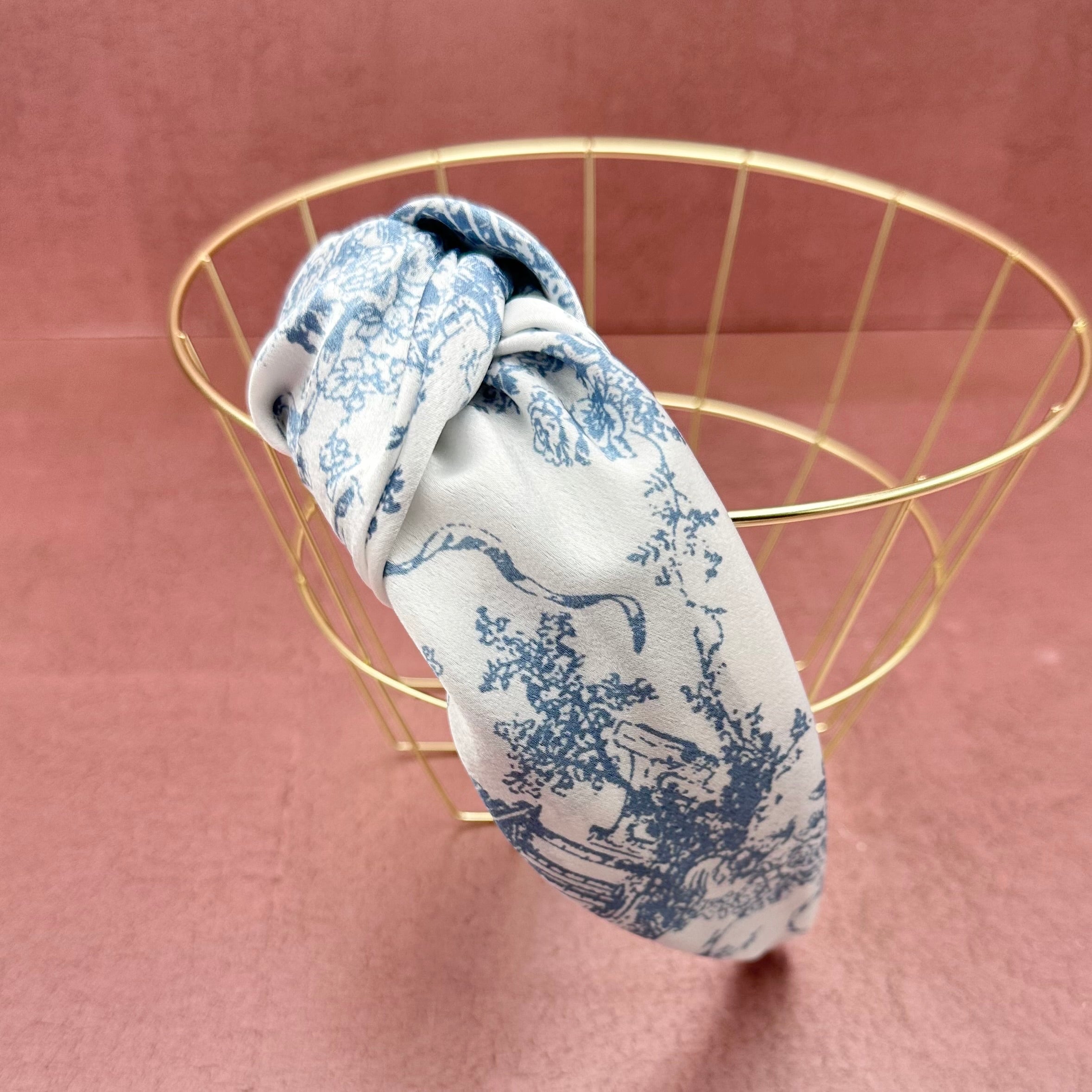 Blue and White Toile Headband