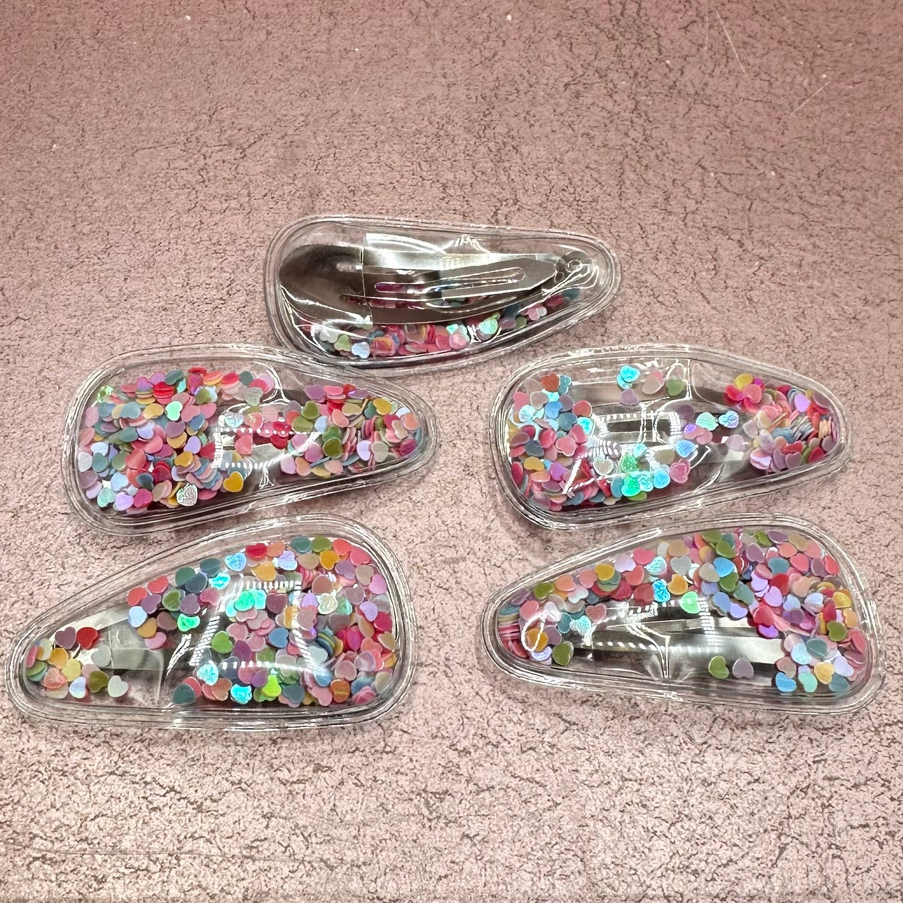 Confetti Heart Hair Clips