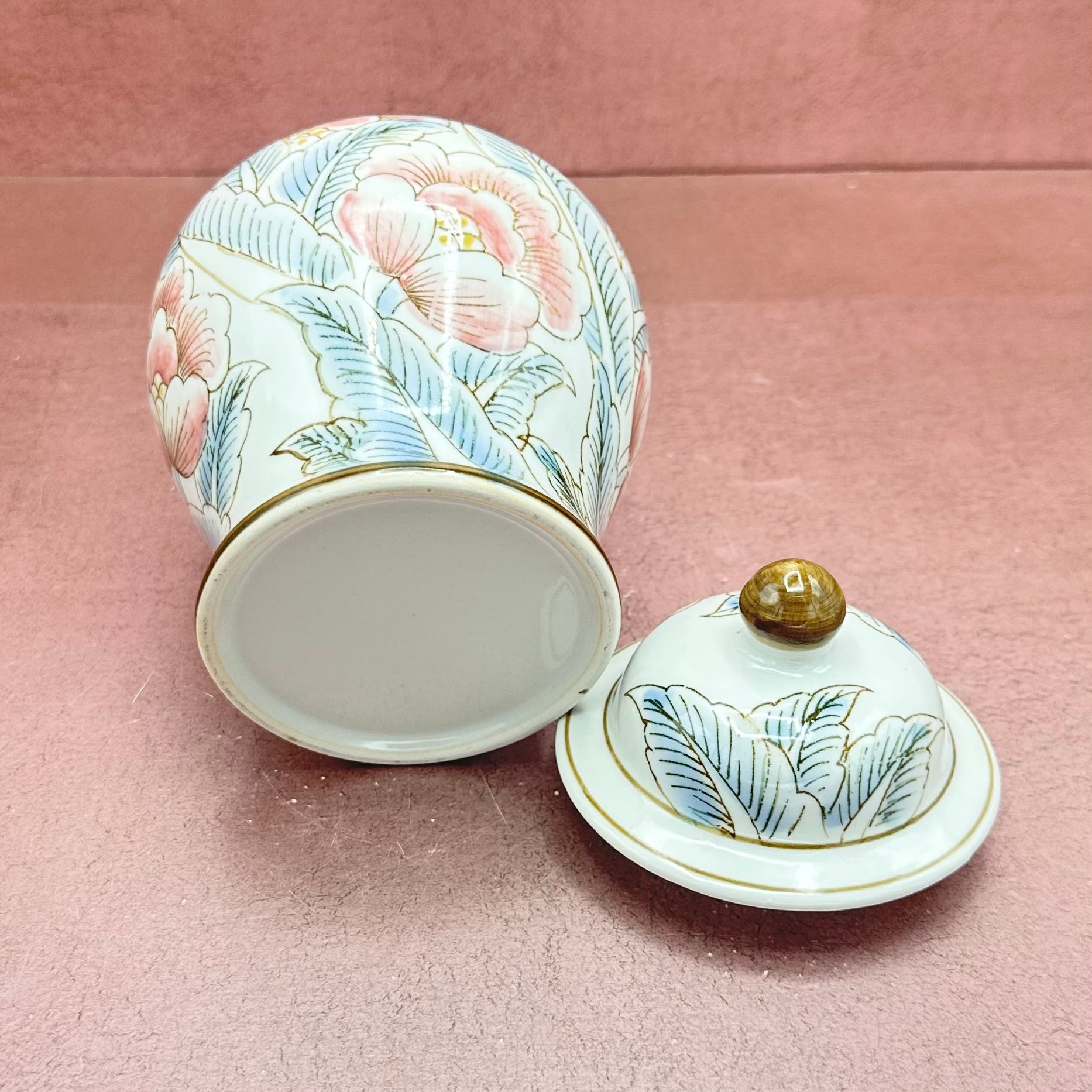 Blue & Pink Floral Ginger Jar