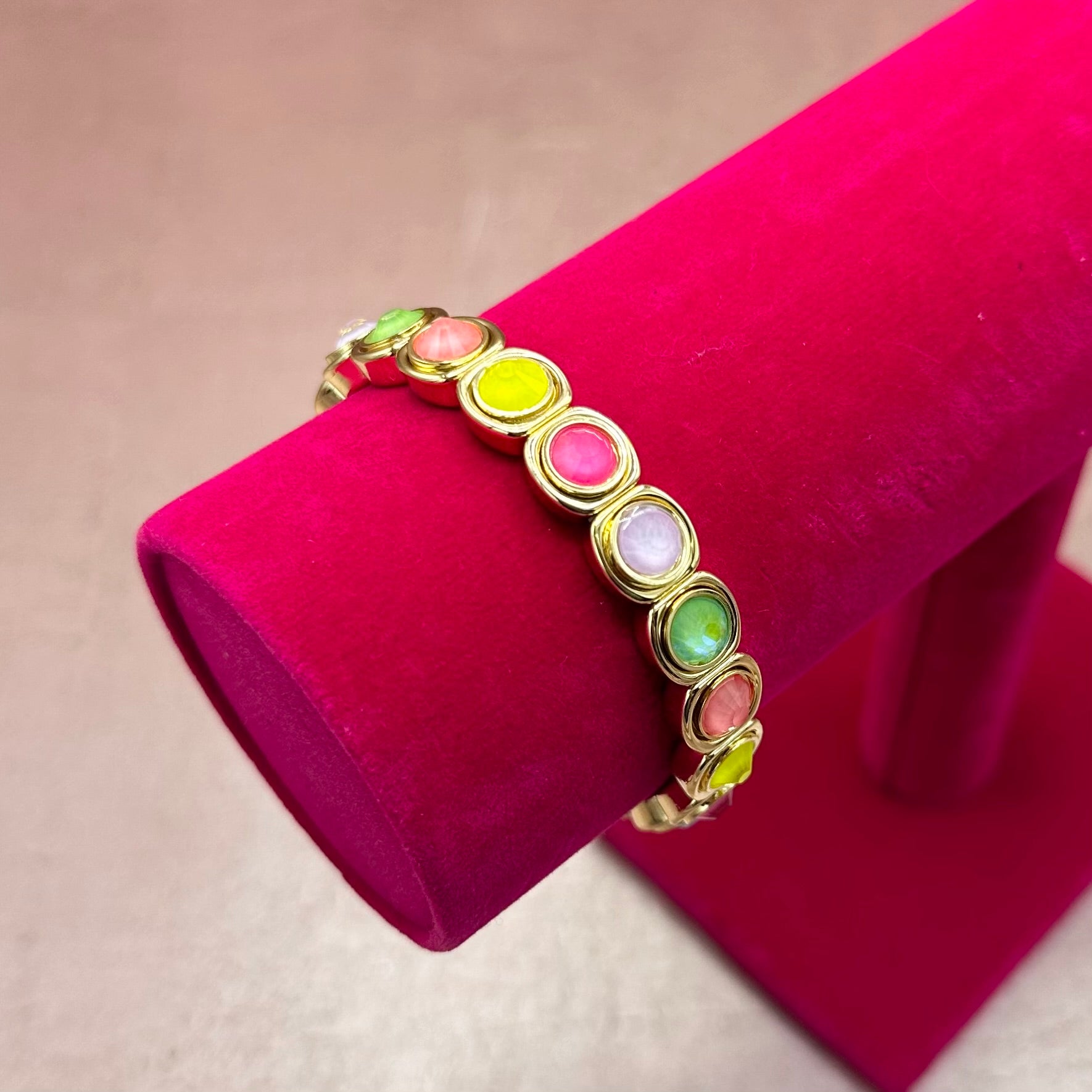 Colorful Large Rhinestone & Gold Bracelet