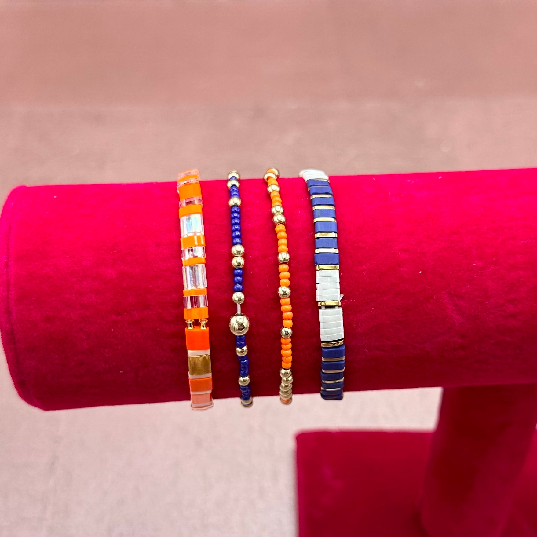 Astros Tile & Bead Bracelet Stack