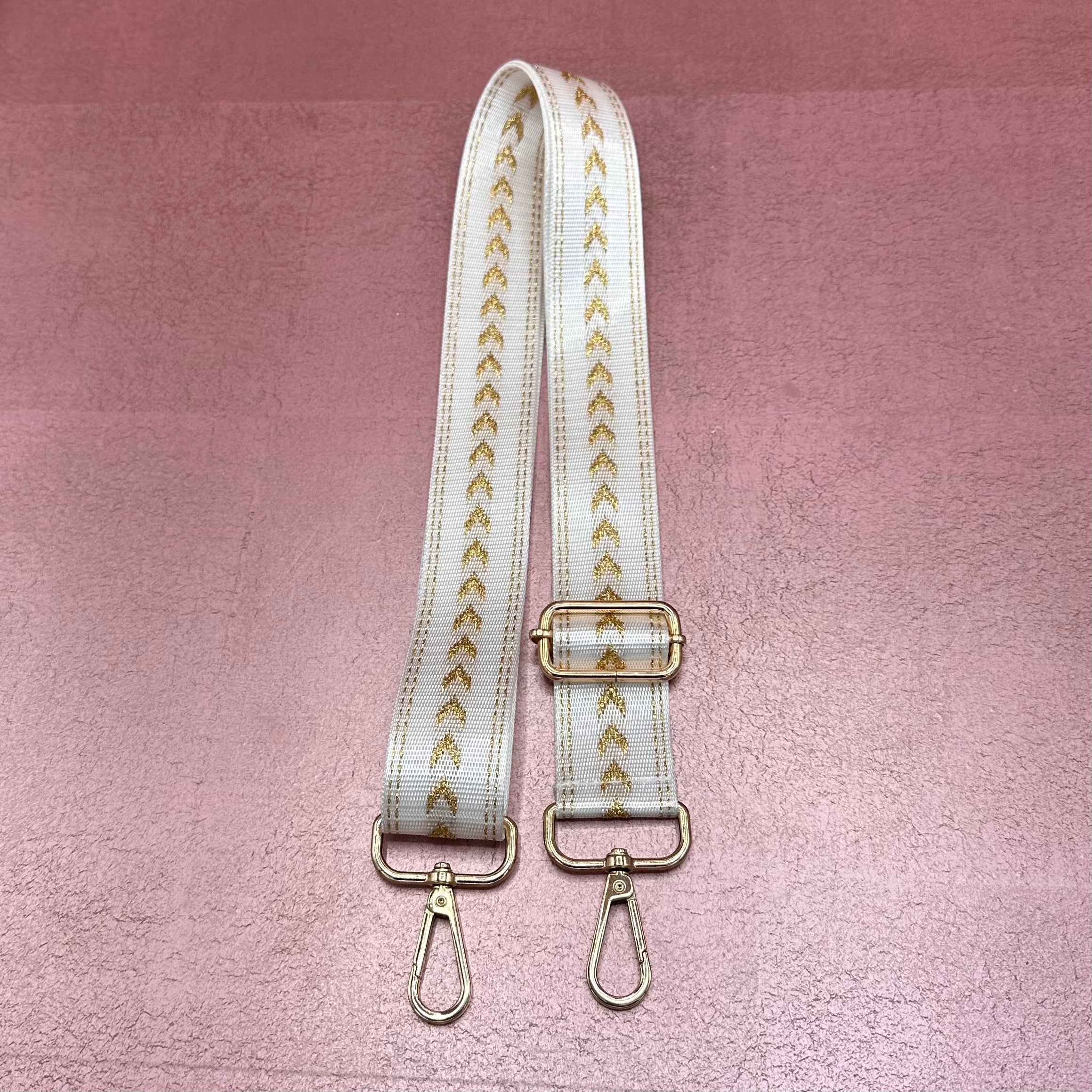 Slim White w/ Gold Chevron Purse Strap