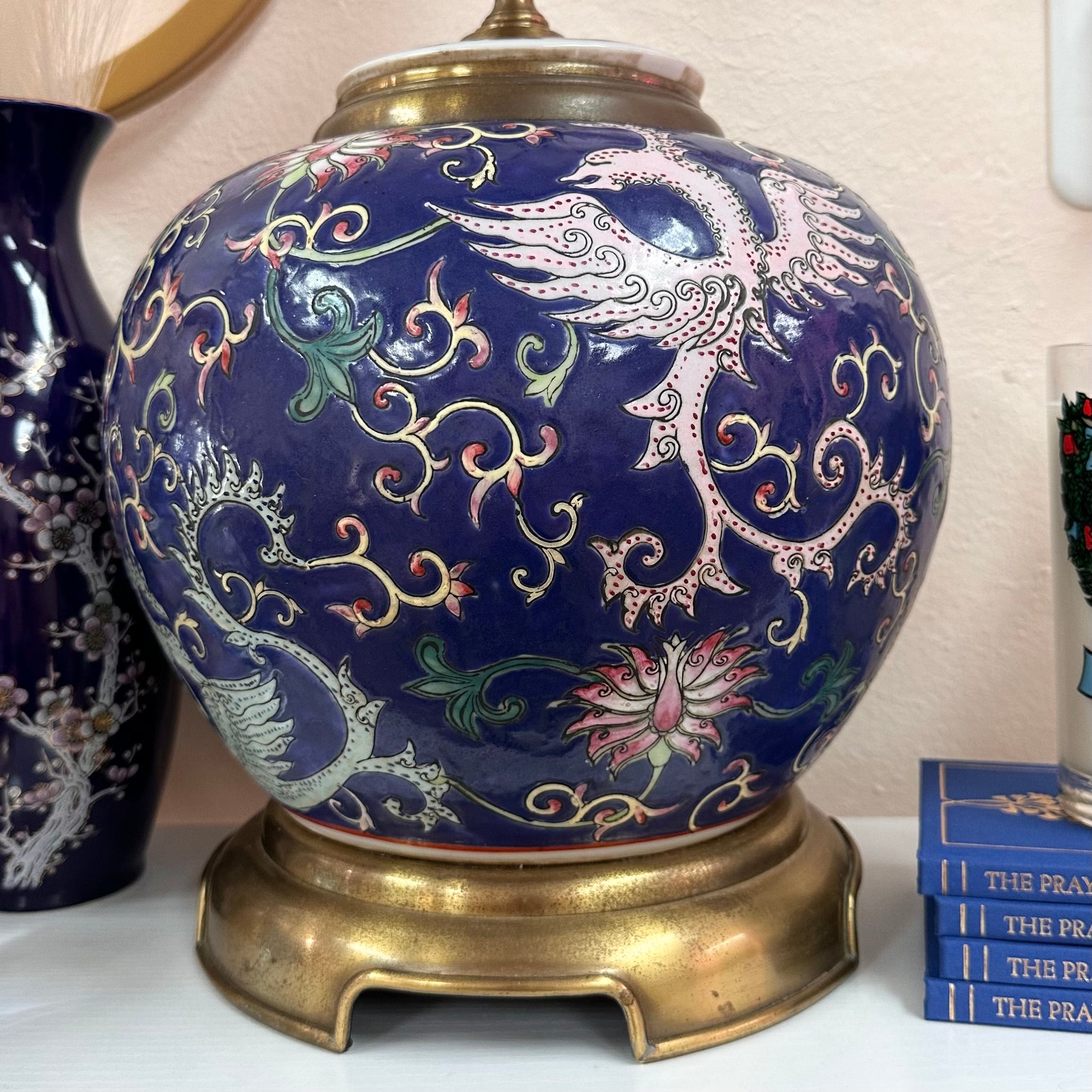 Blue Chinoiserie Vintage Dragon Lamp