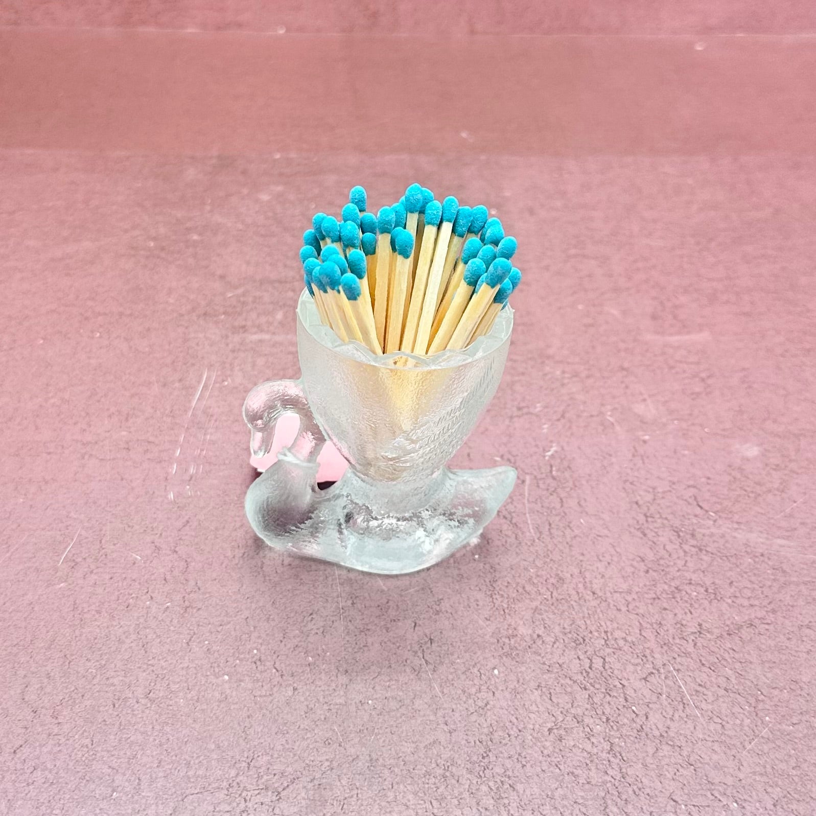 Clear Glass Swan Vase Match Striker