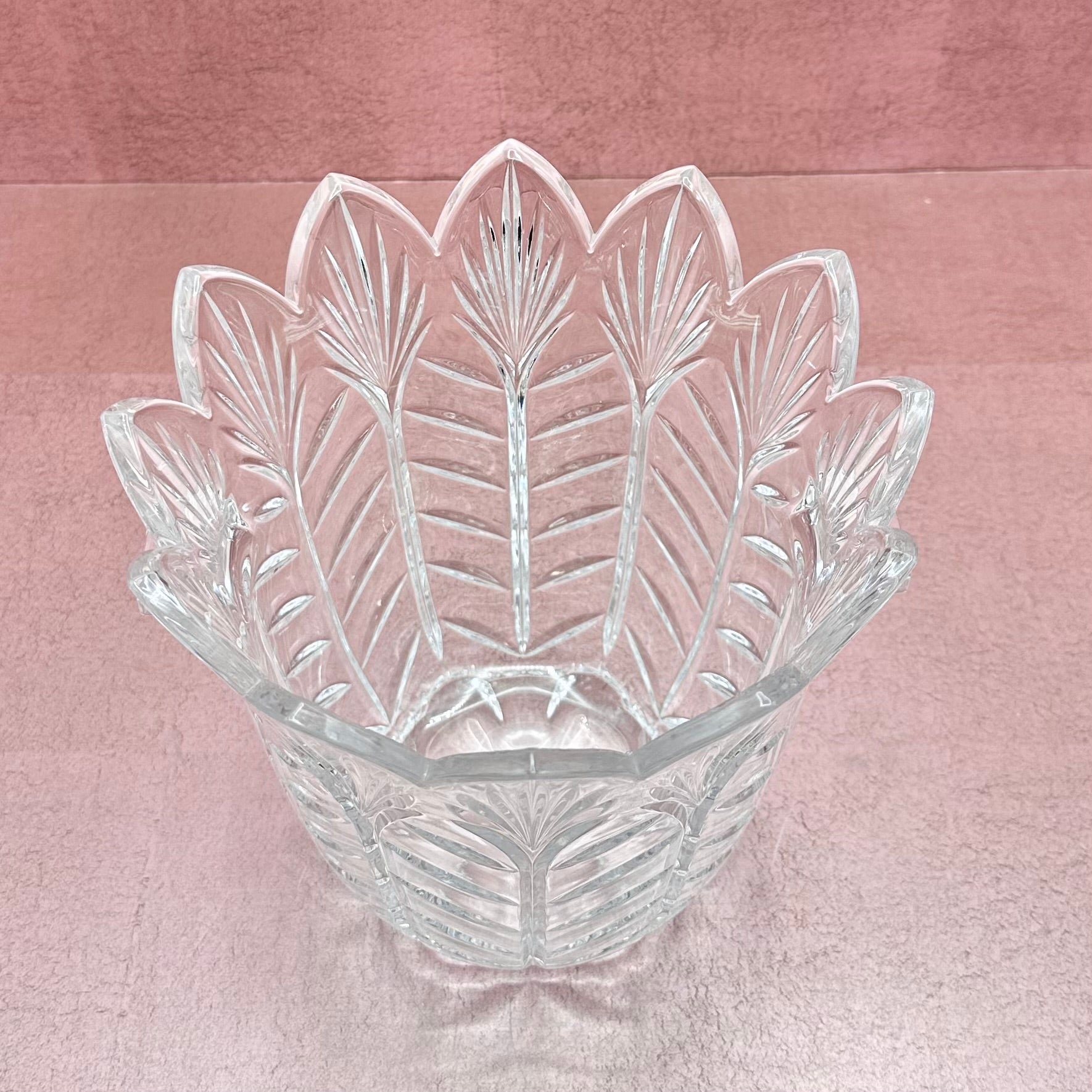 Vintage Crystal MCM Etched Ice Bucket