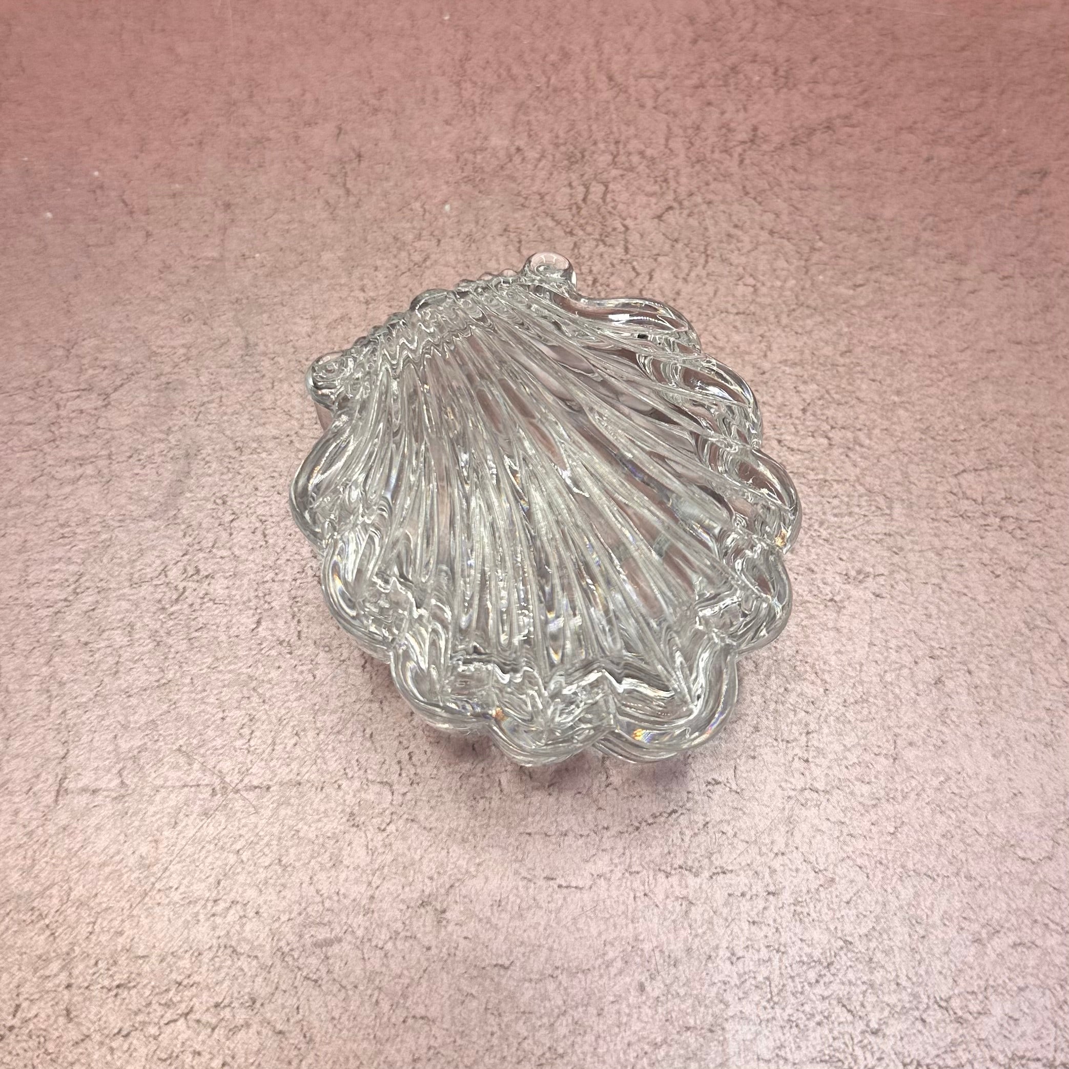 Small Clam Shell Glass Trinket Box