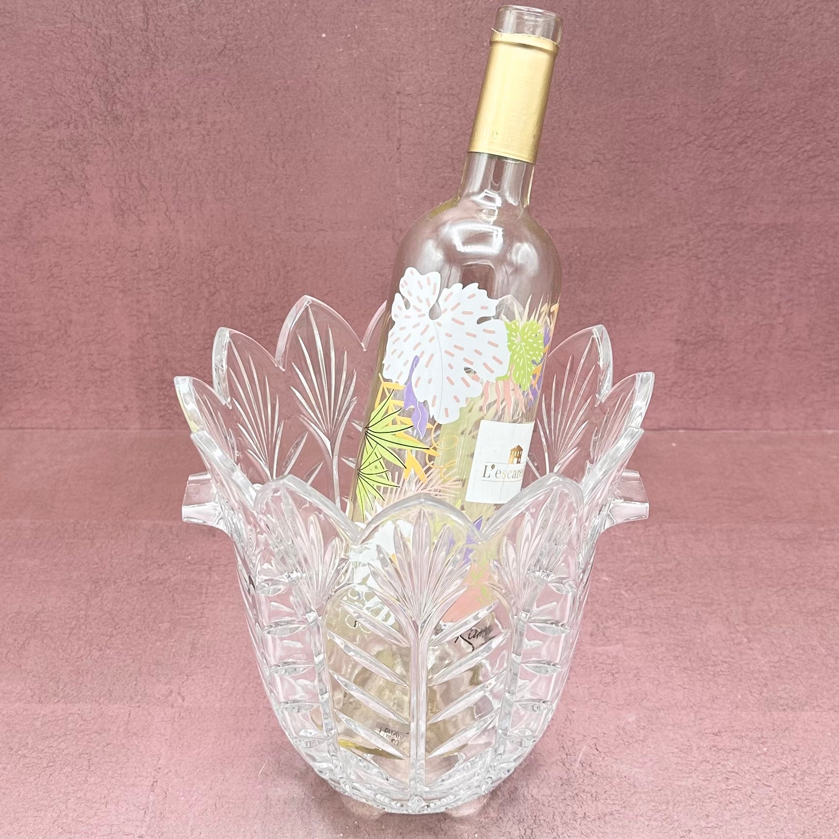 Vintage Crystal MCM Etched Ice Bucket