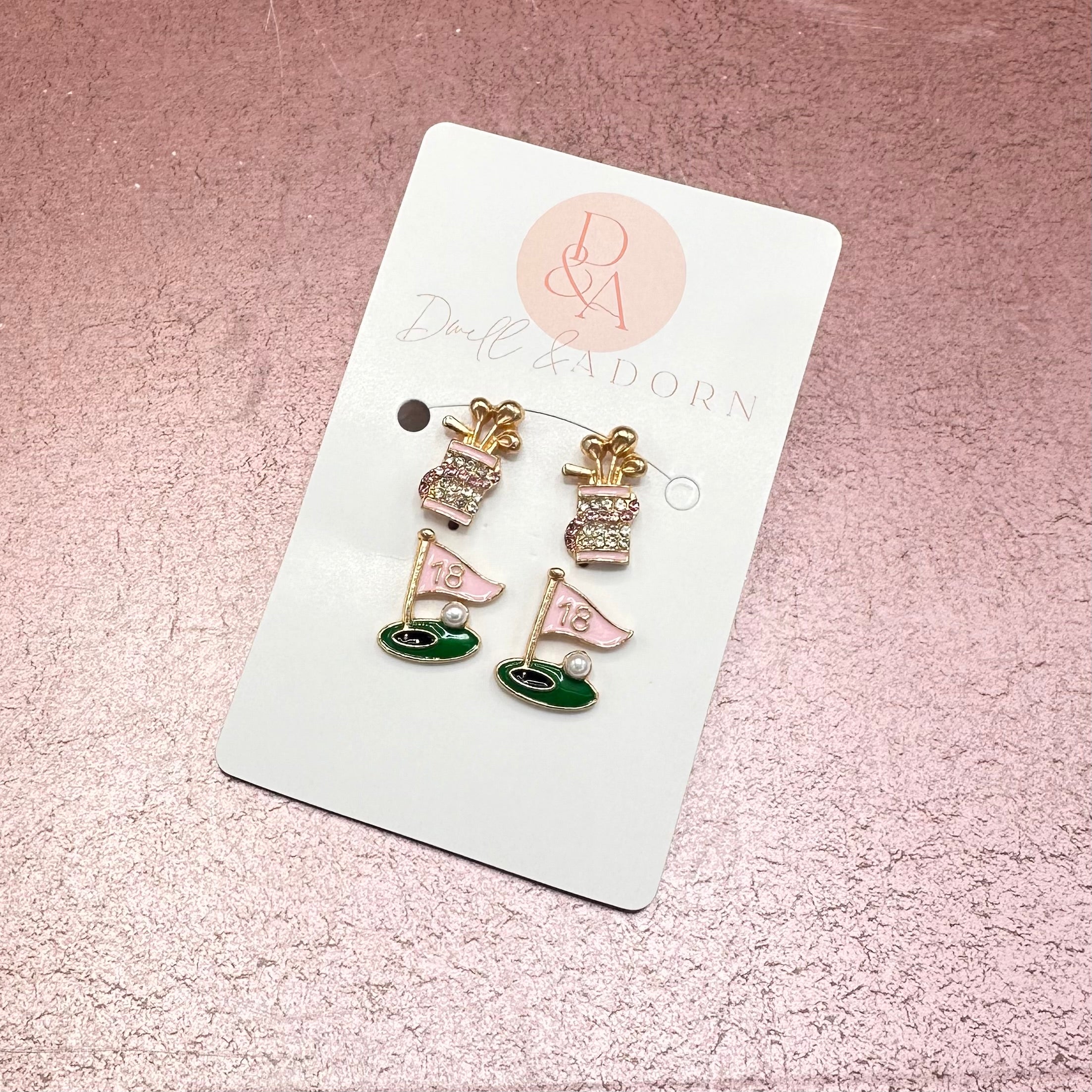 Golf Stud Earrings Set