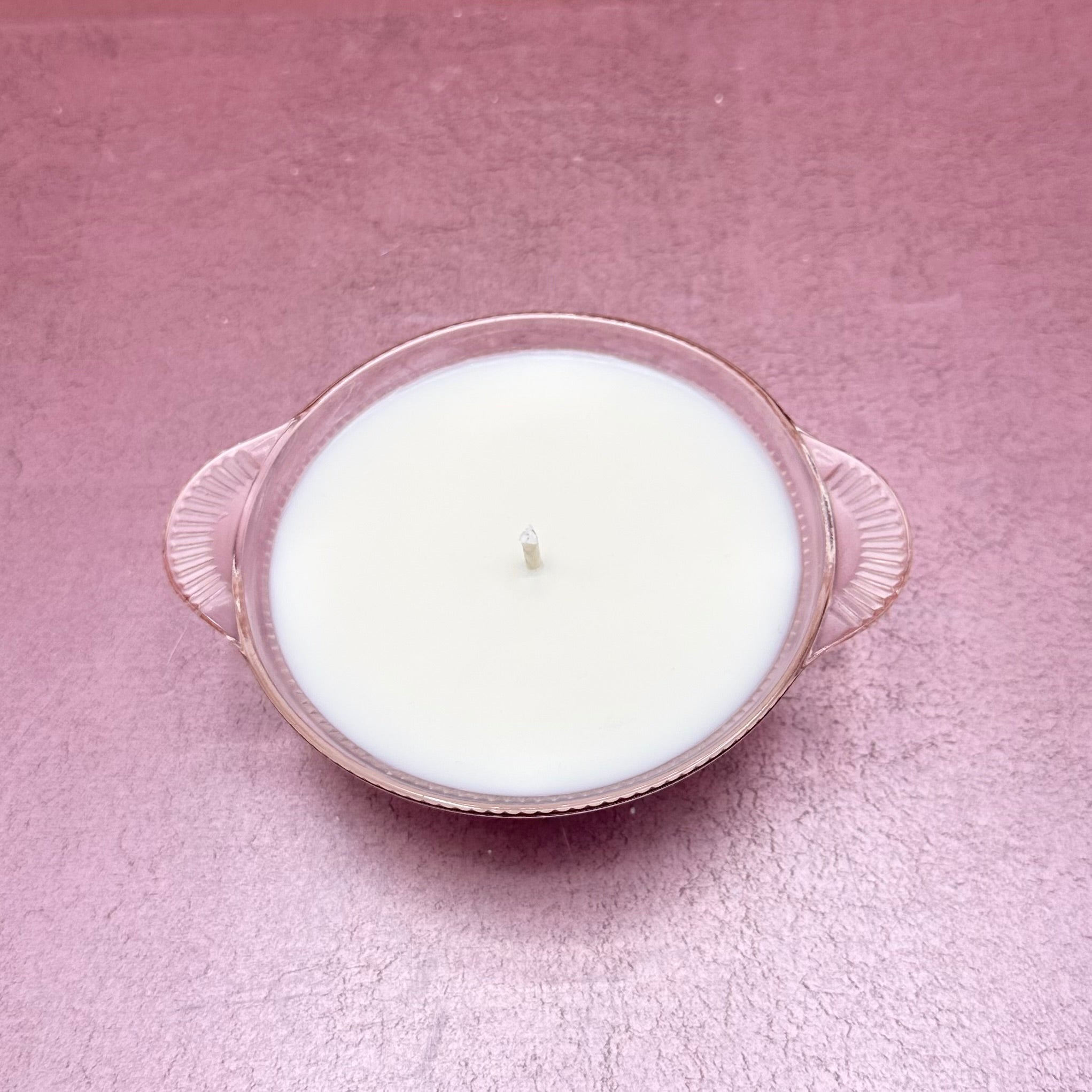 Small Pink Depression Glass Bowl Candle