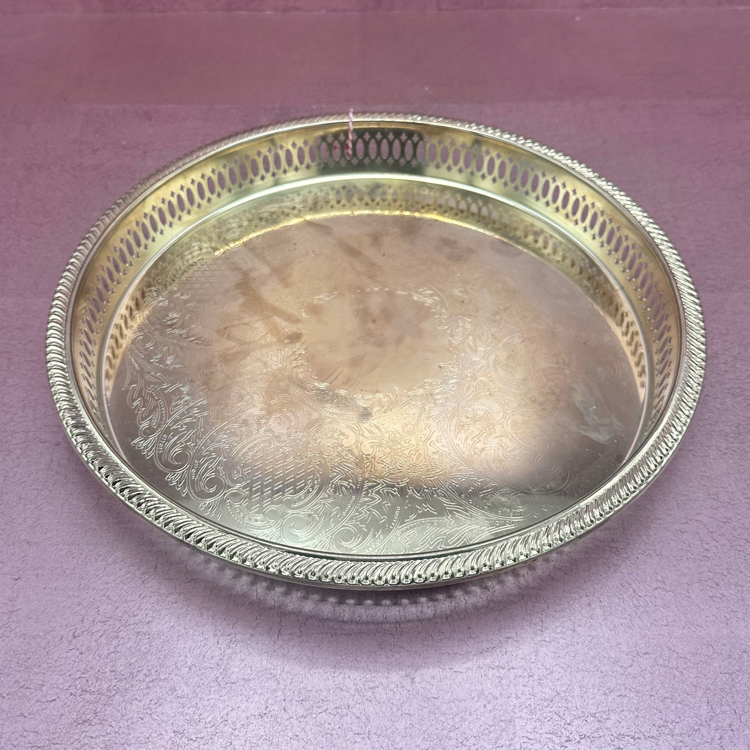 Round Reticulated Brass Tray