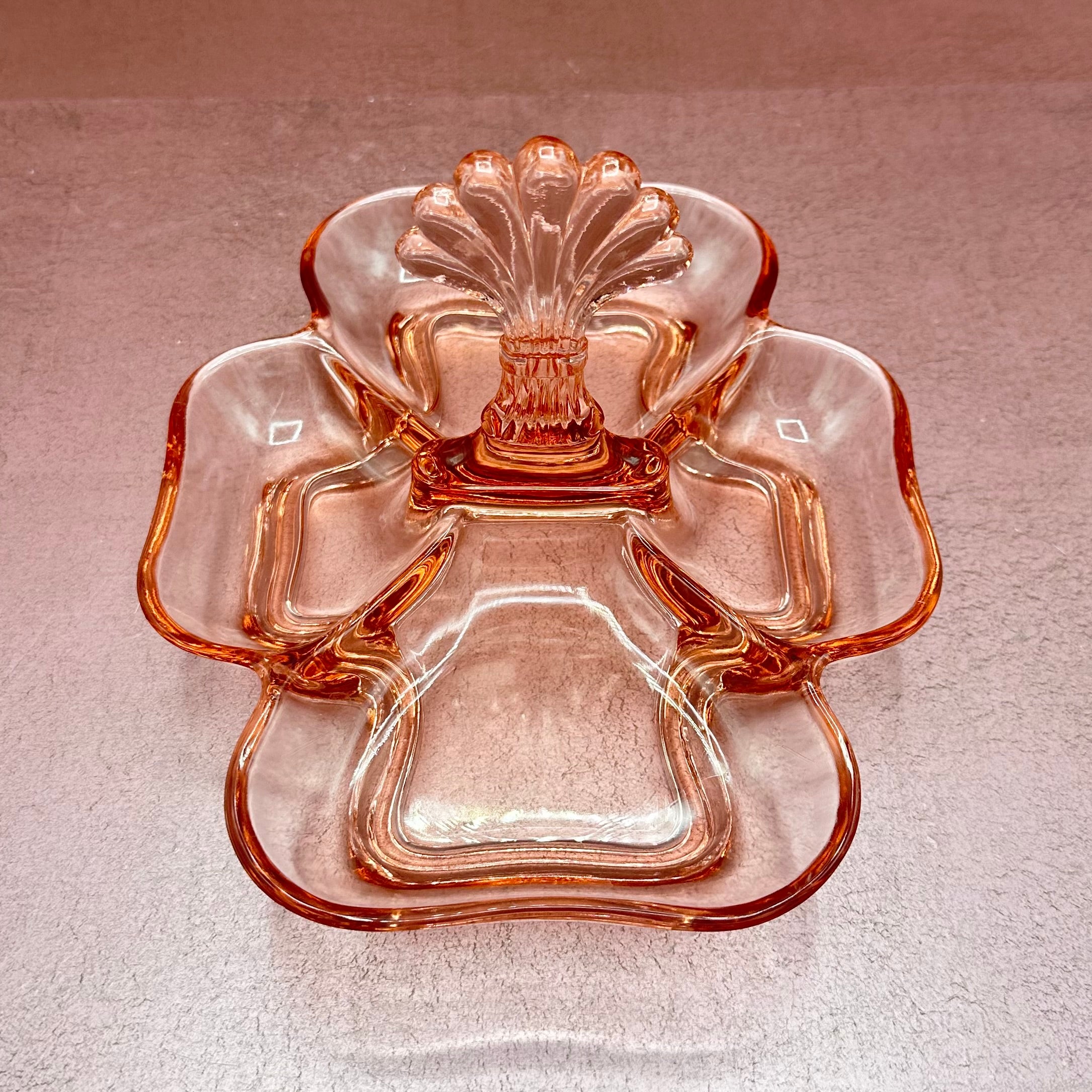 Pink Glass Divided Serving Dish