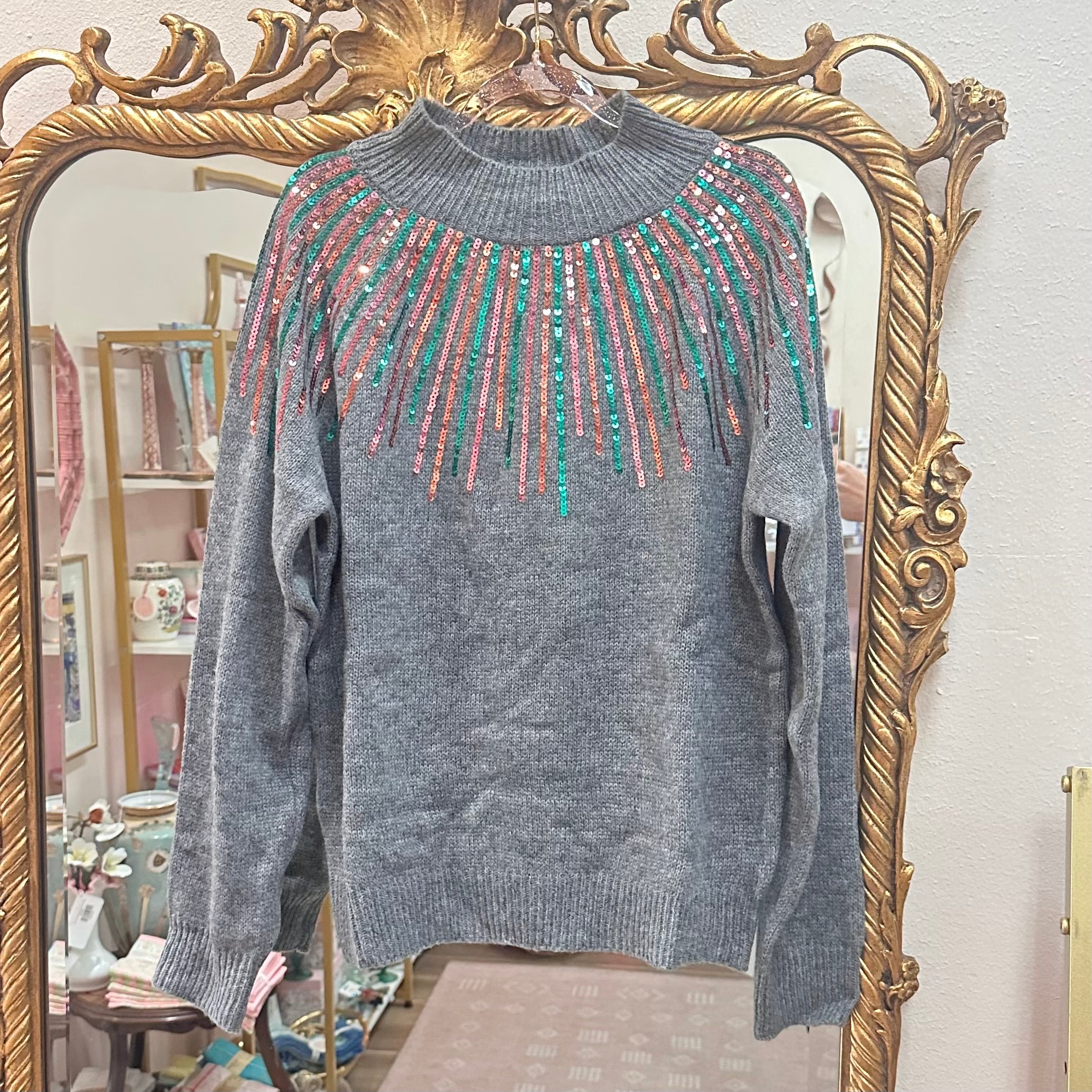 Sequin Starburst Sweater Grey