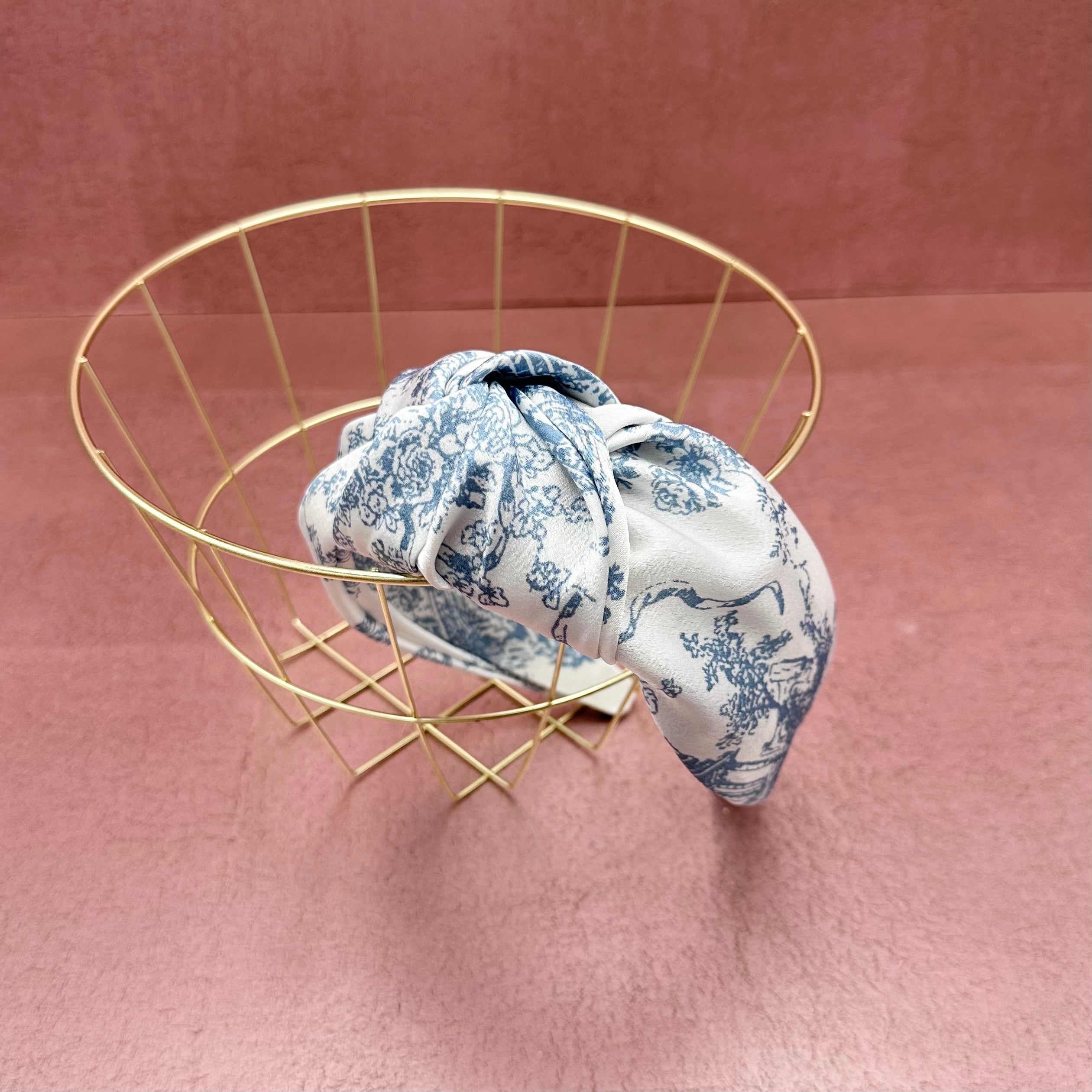 Blue and White Toile Headband