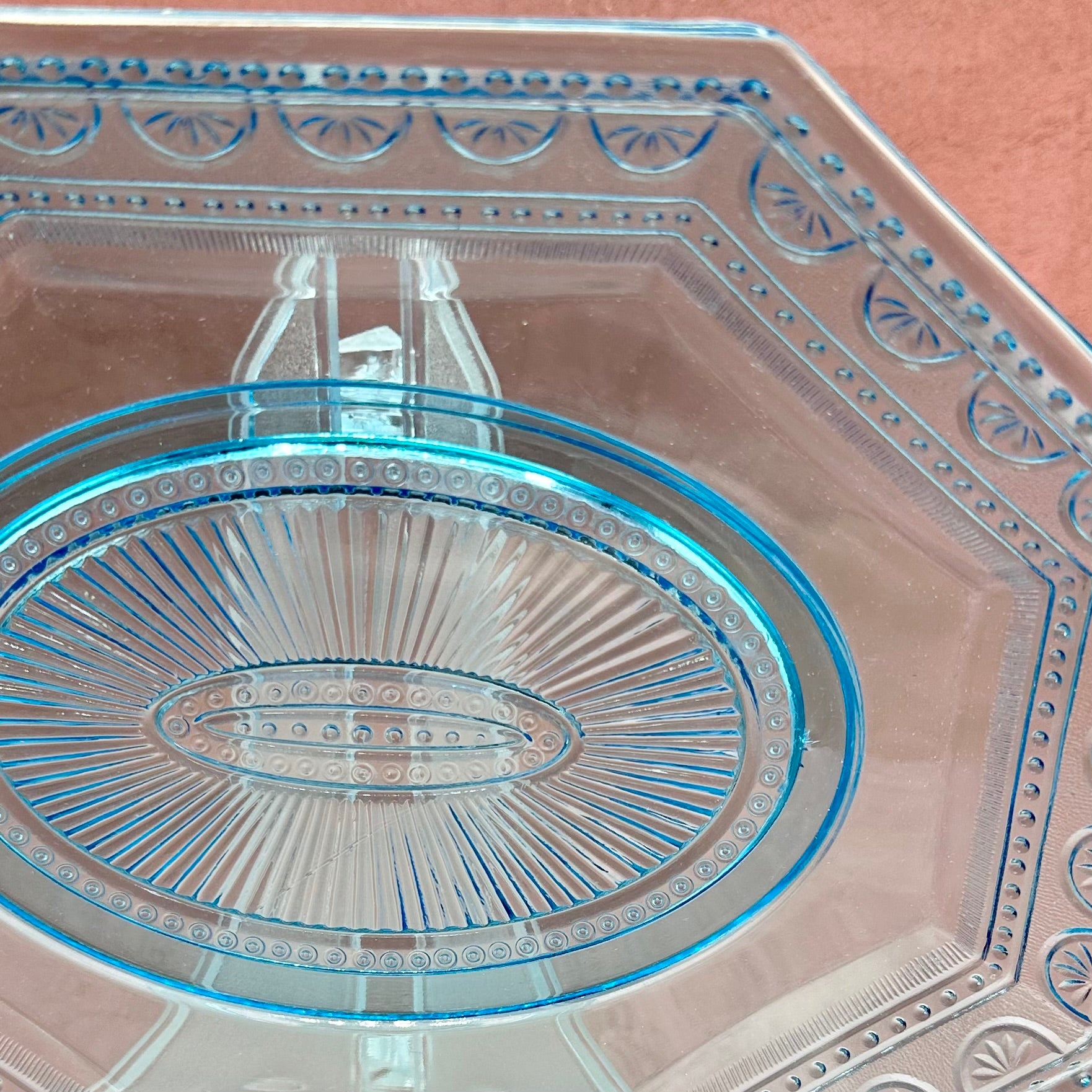 Aqua Octagon Glass Plate