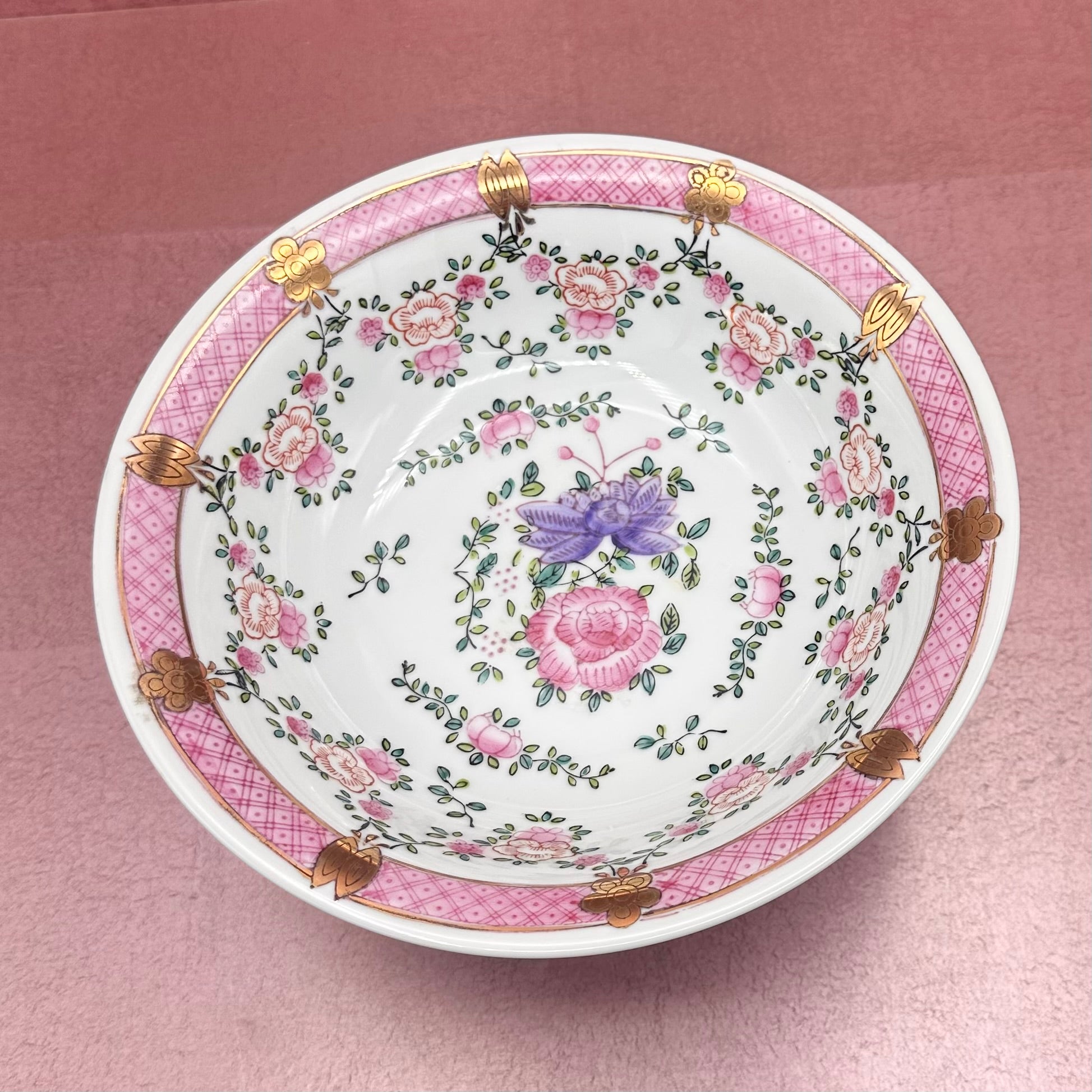 Pink & Floral Porcelain Compote