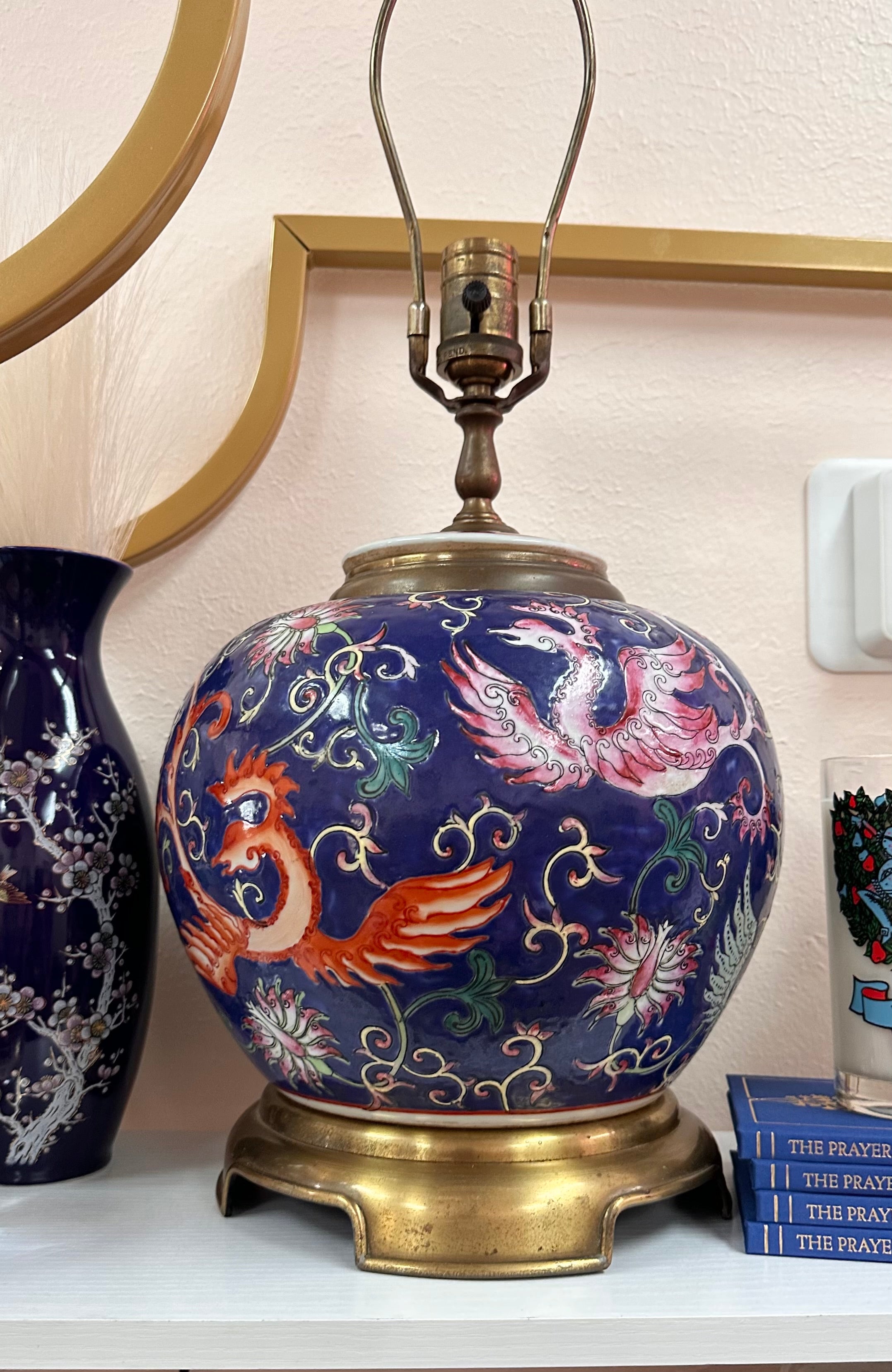 Blue Chinoiserie Vintage Dragon Lamp