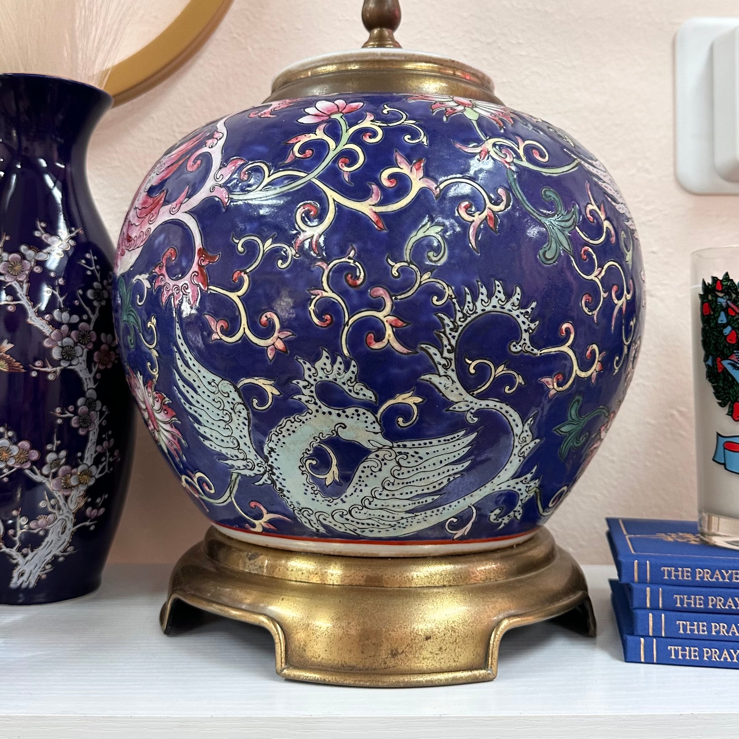 Blue Chinoiserie Vintage Dragon Lamp