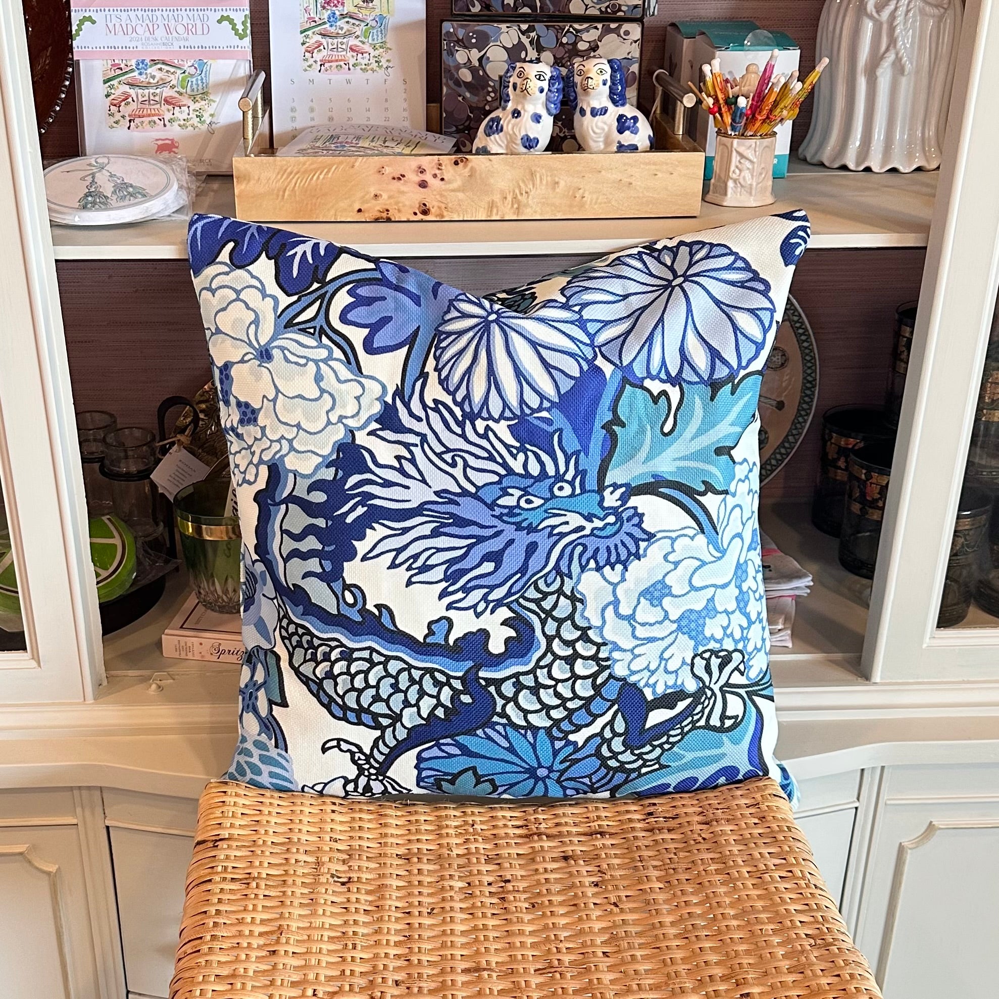 Dragon Floral Pillow Cover