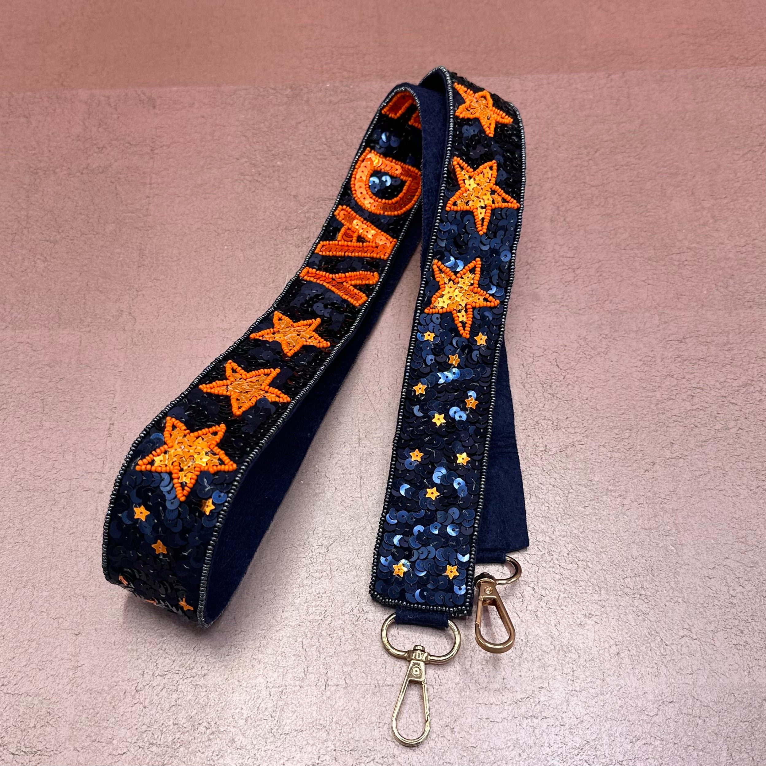 Game Day Sequin Star Purse Strap Navy/Orange