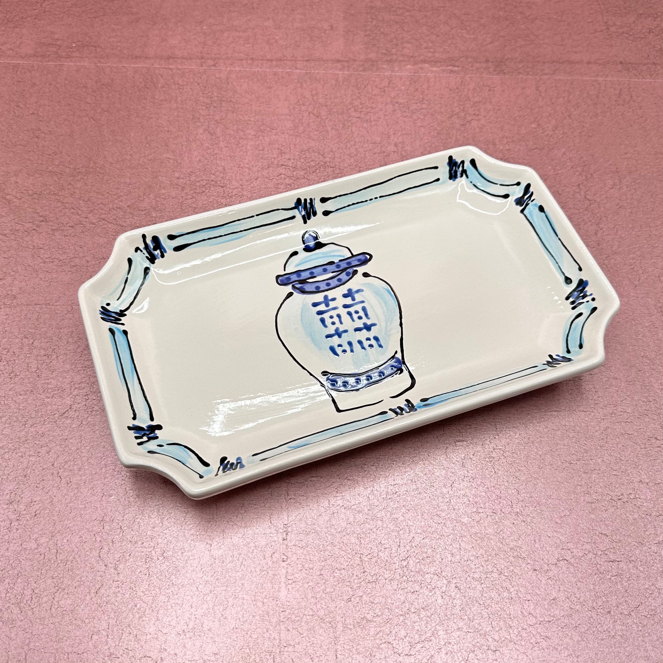 Ginger Jar Orleans Tray Blue Large