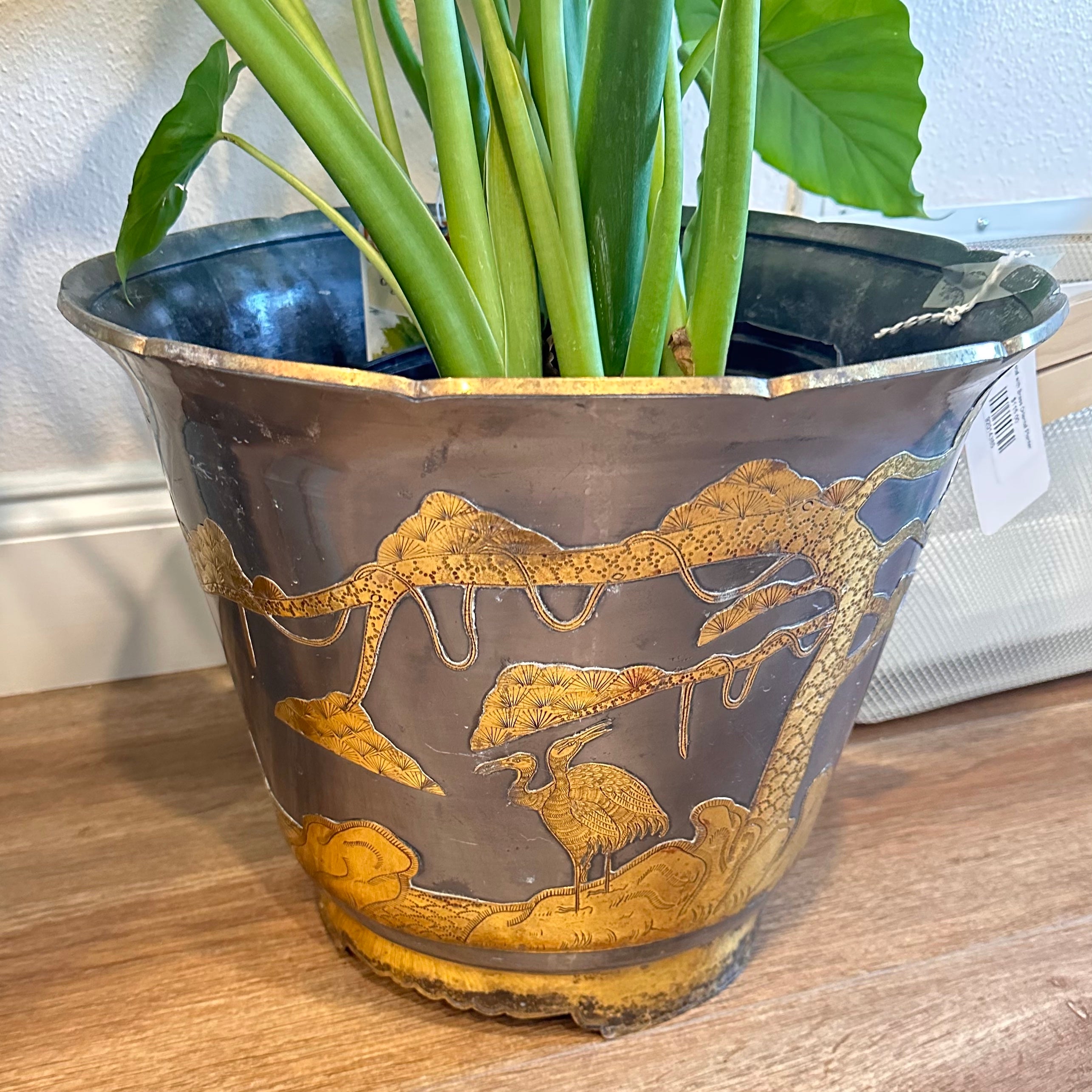 Metal with Brass Oriental Planter