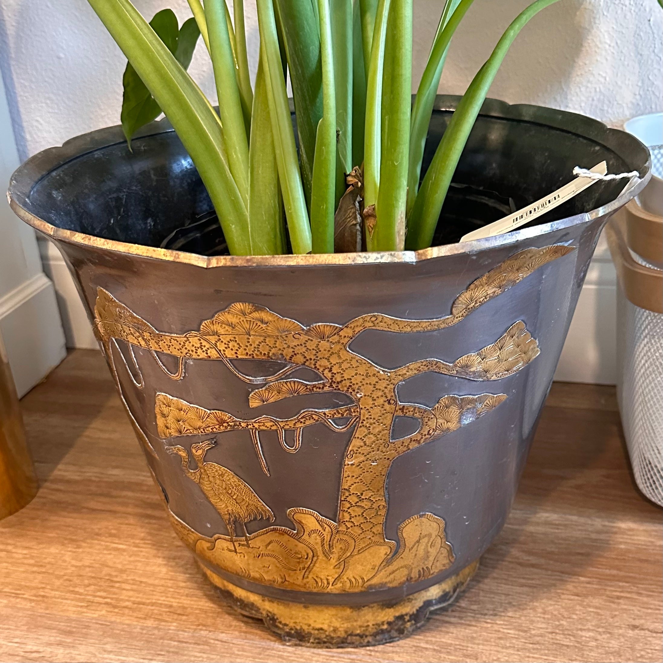 Metal with Brass Oriental Planter