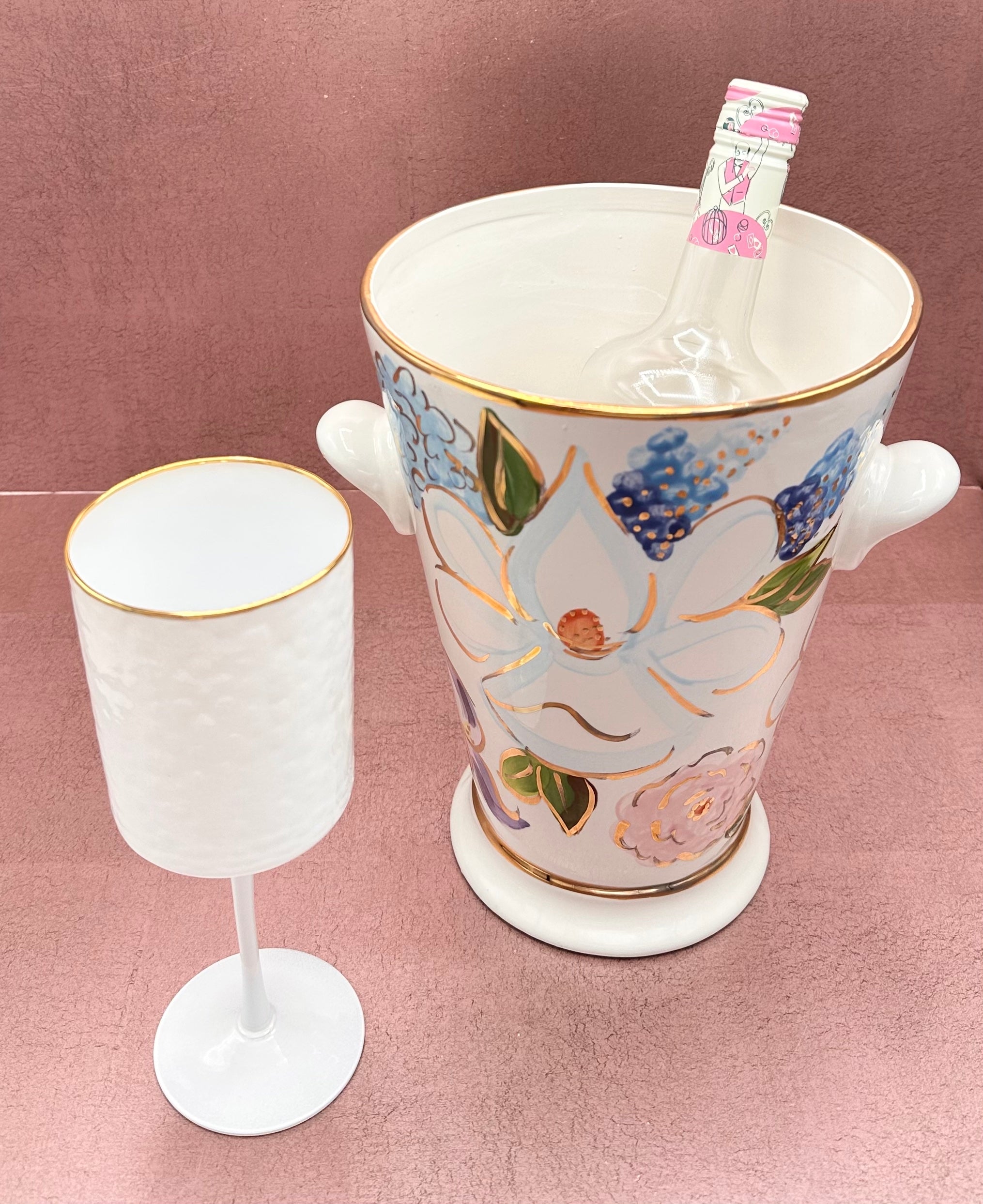 White Gold Rimmed Wine Glass