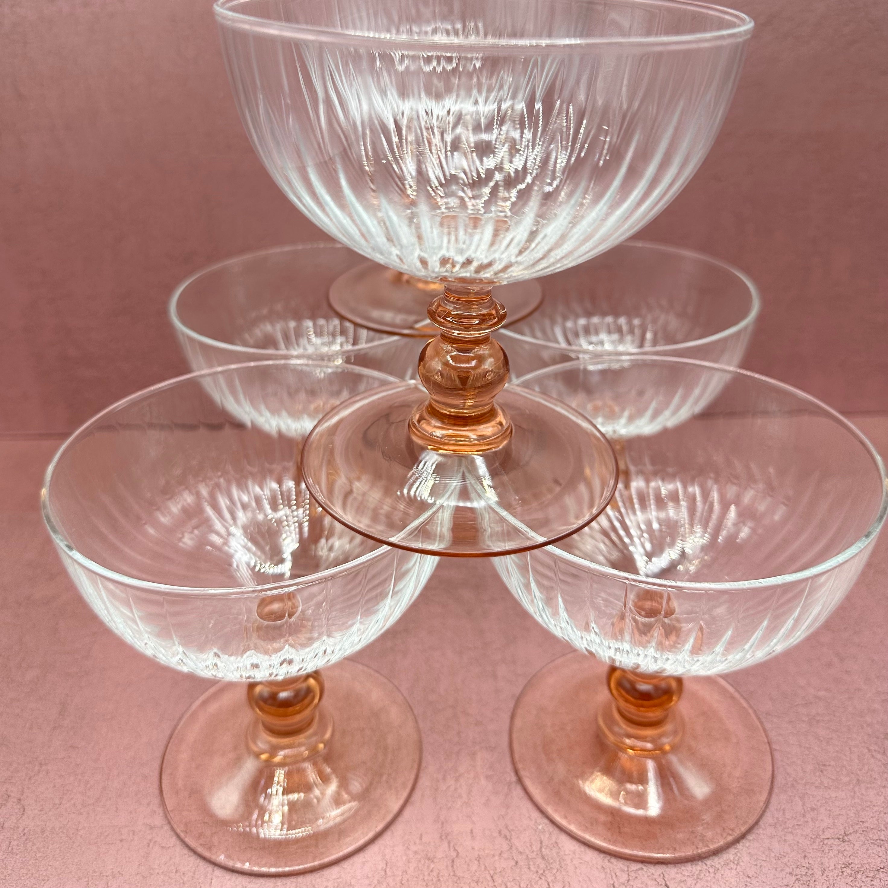 Vintage Ribbed Pedestal Dessert Coupes