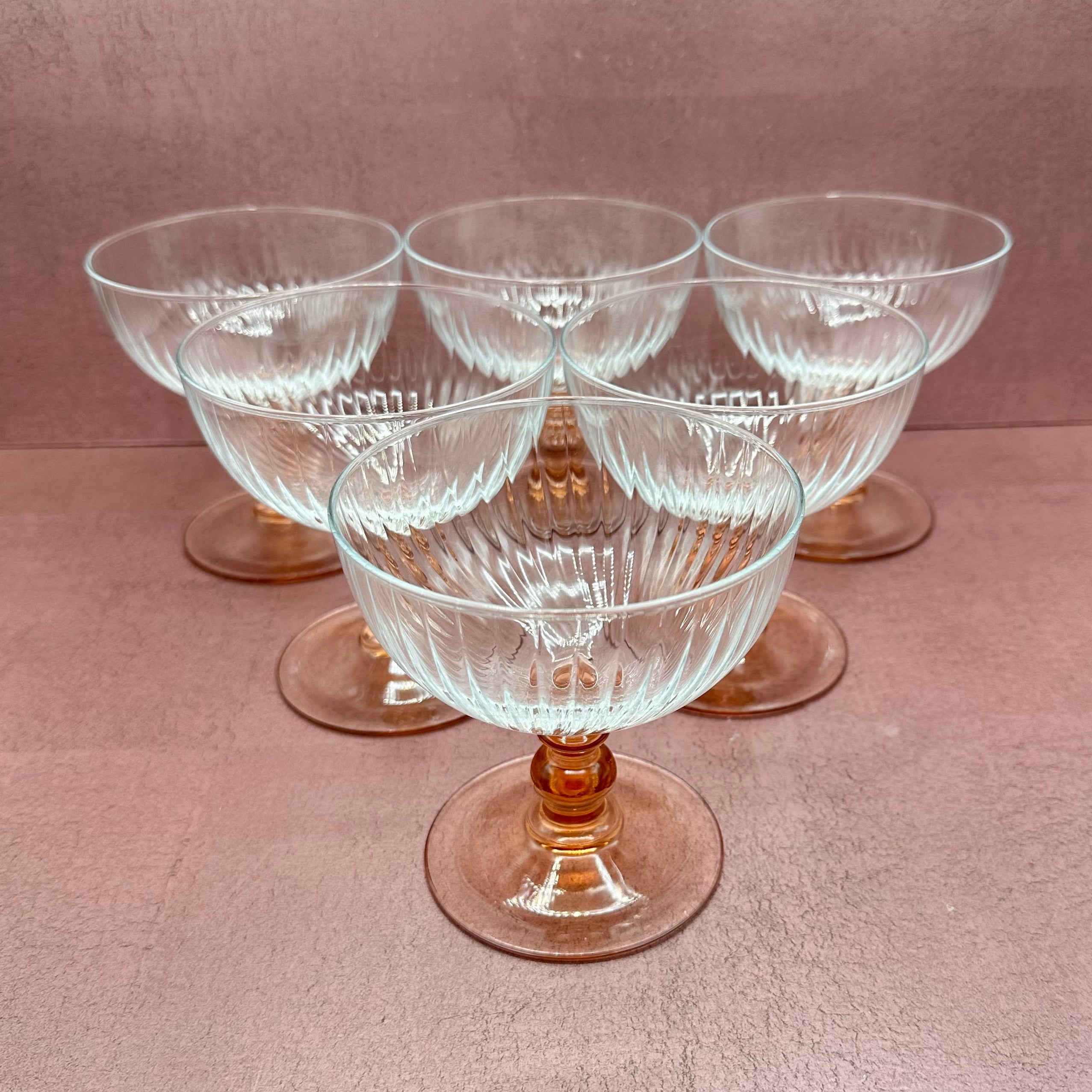 Vintage Ribbed Pedestal Dessert Coupes