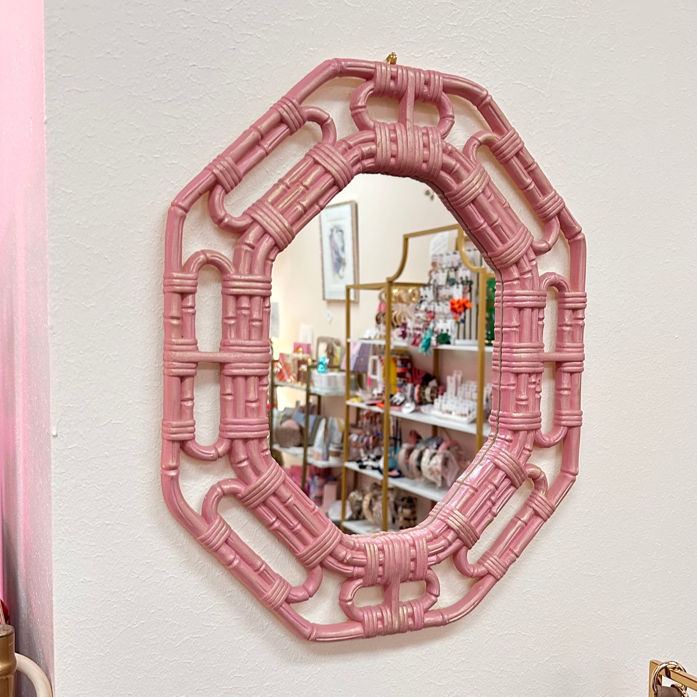 Vintage Octagon Faux Bamboo Mirror