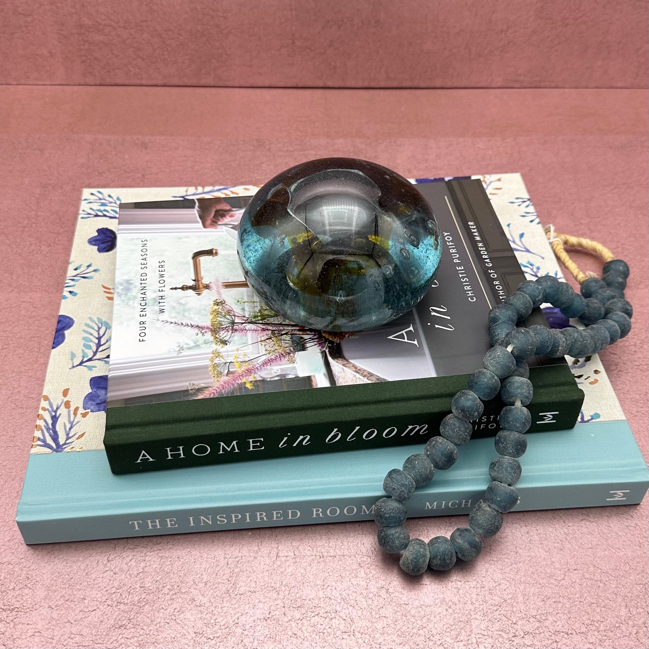 Blue and Brown Glass Paperweight