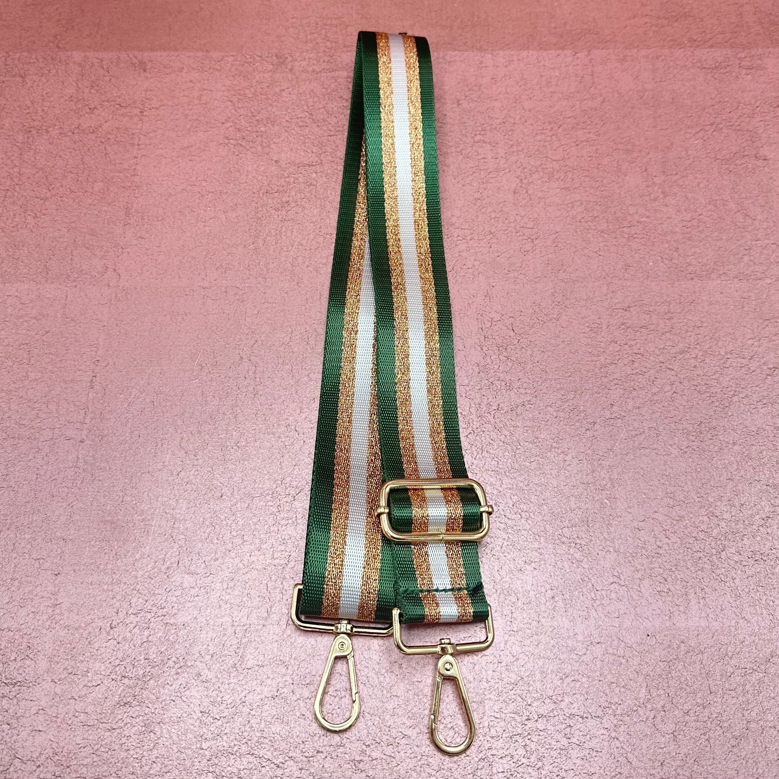 Green/Gold Stripe Slim Purse Strap