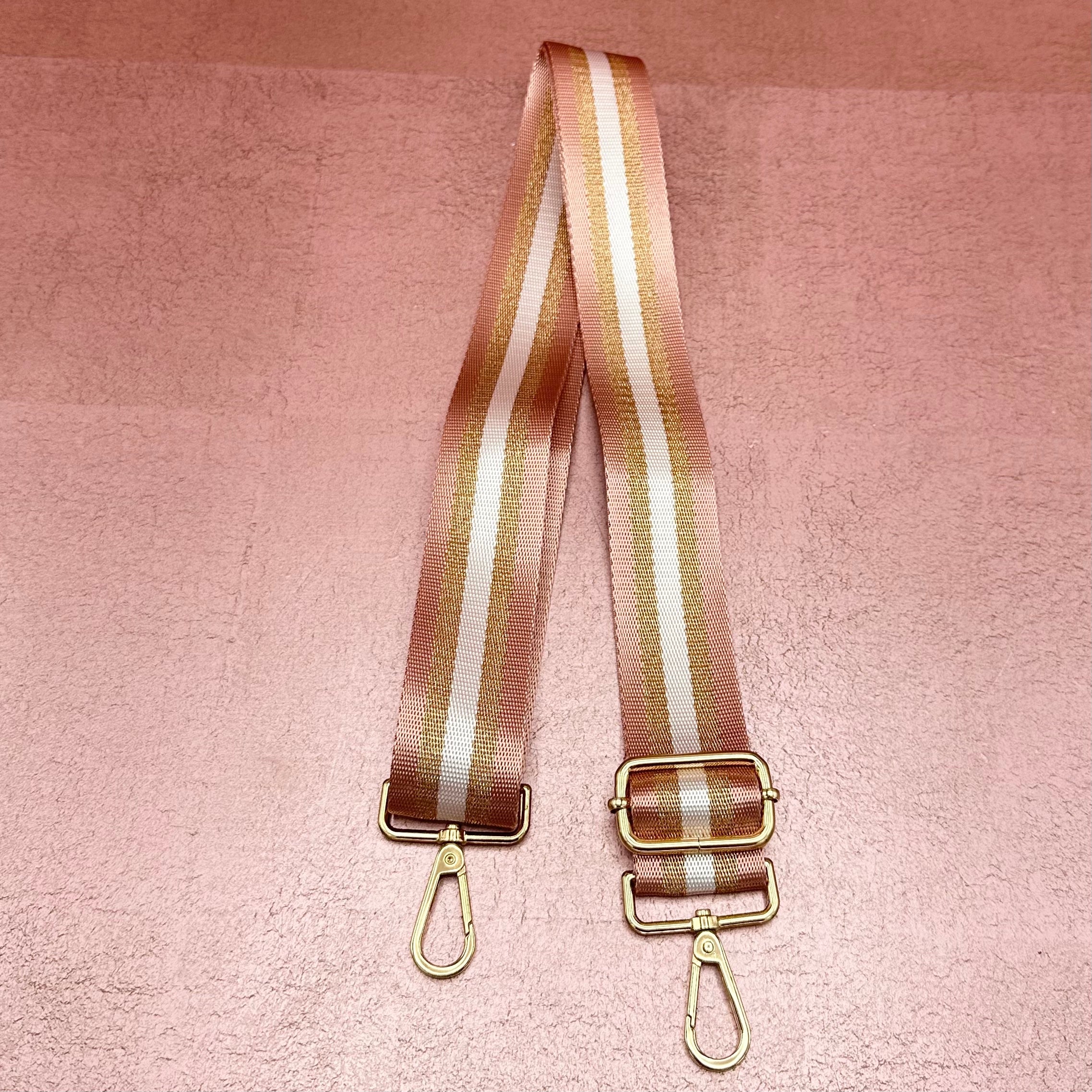 Rose Gold/Gold Stripe Slim Purse Strap