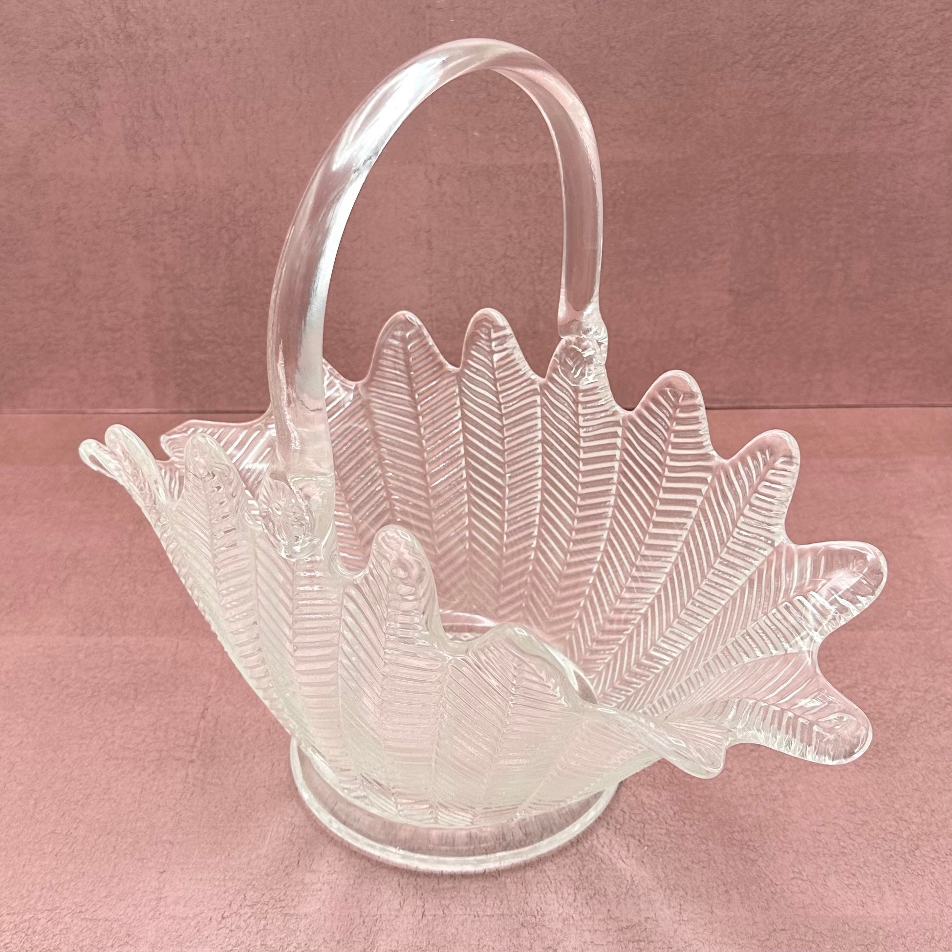 LE Smith Herringbone Print Glass Basket