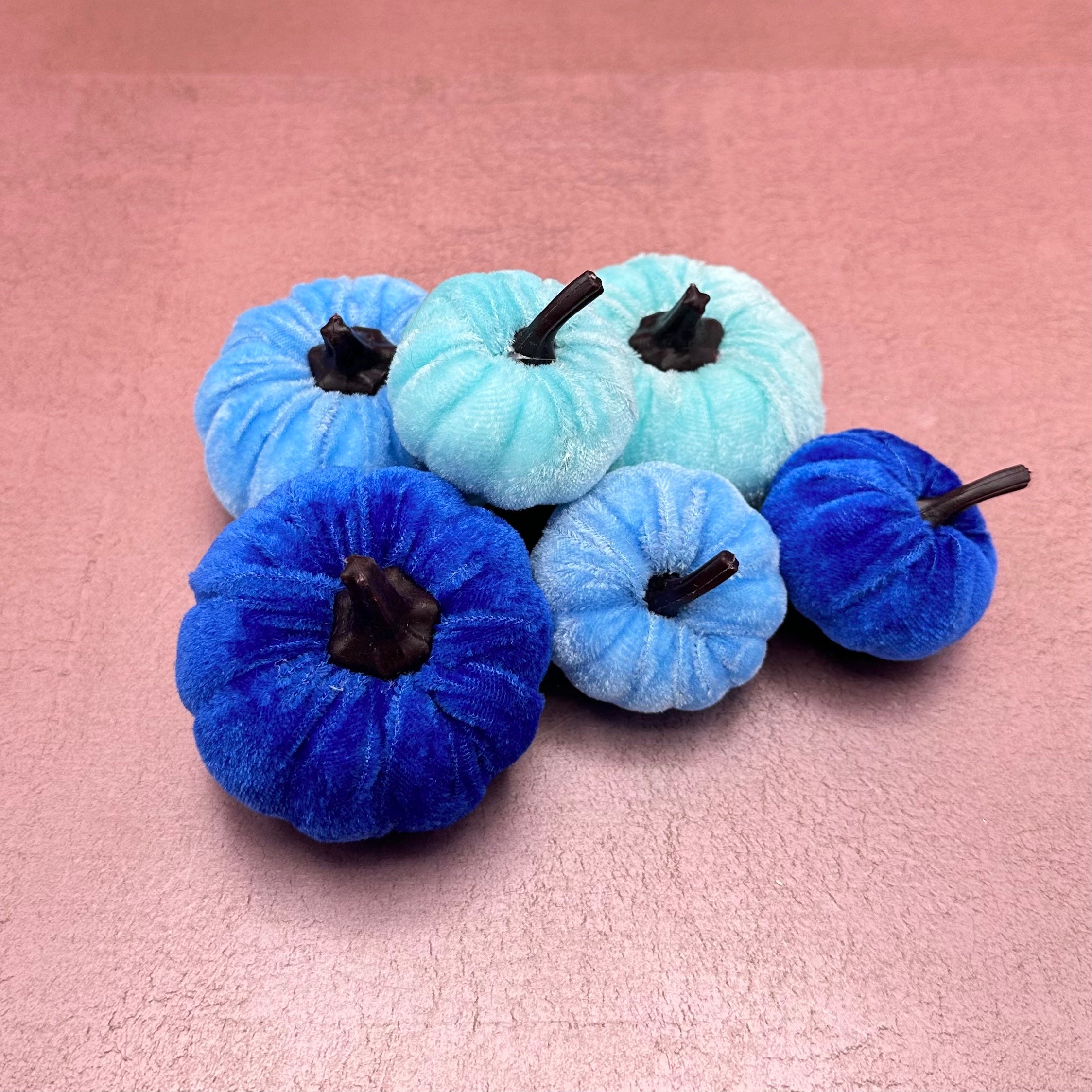 Mini Blue Velvet Pumpkins