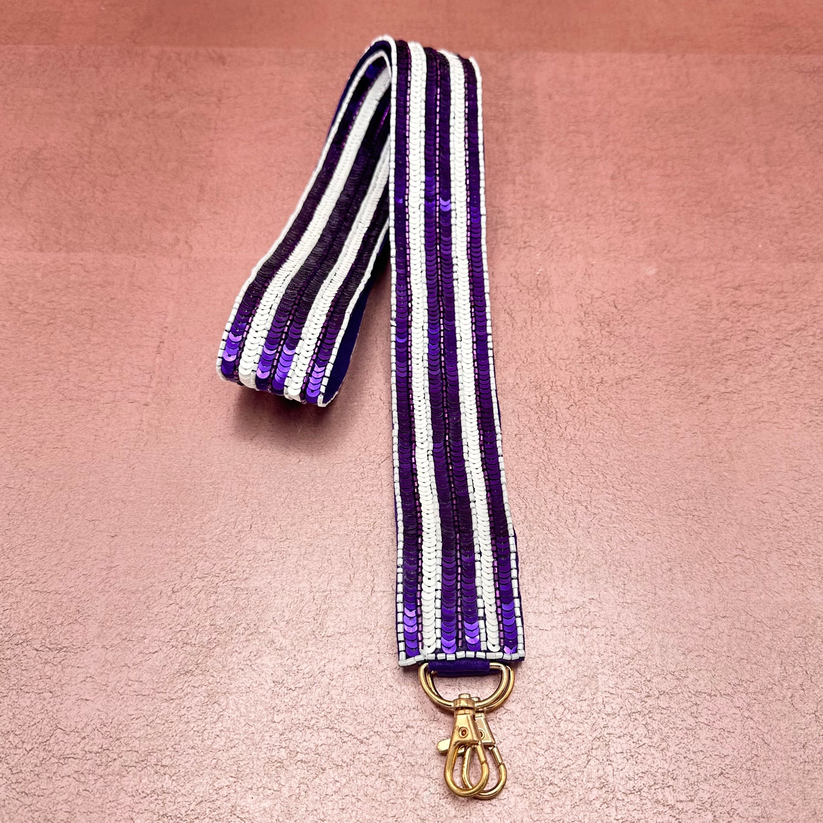 Game Day Stripe Sequin and Beaded Purse Straps