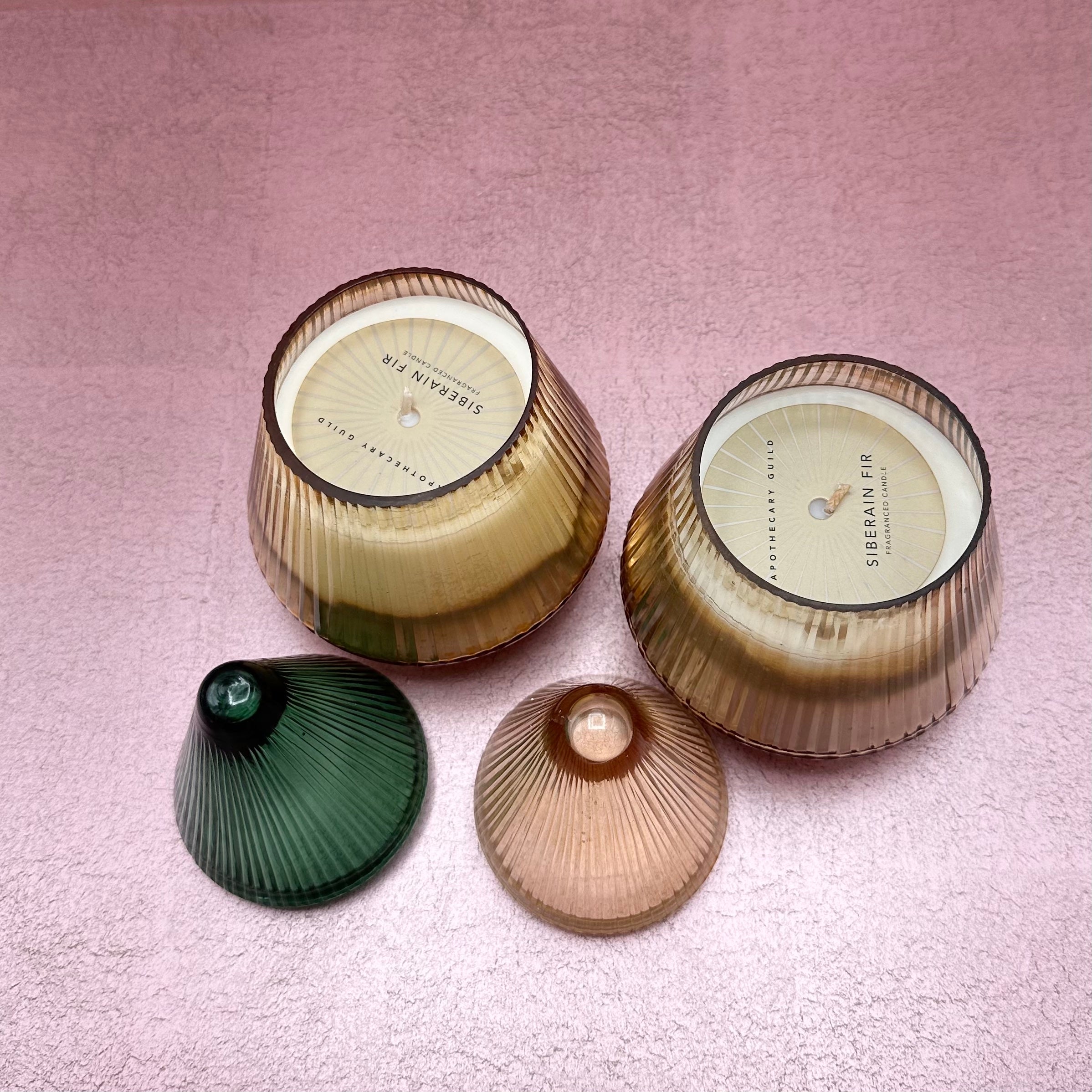 Siberian Fir Tree Candle Jar Gold and Green