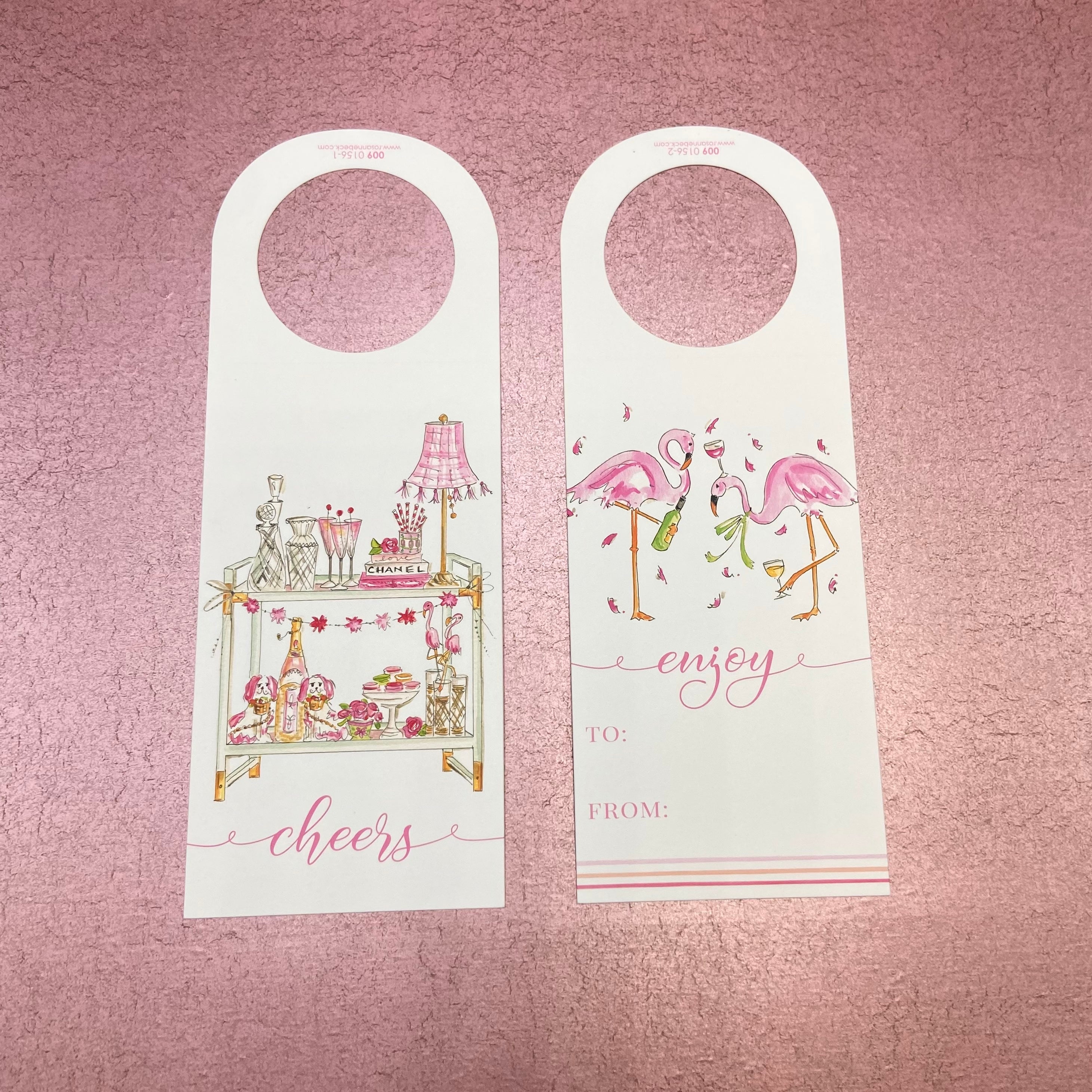Pink Bar Cart/ Flamingo Wine Tag