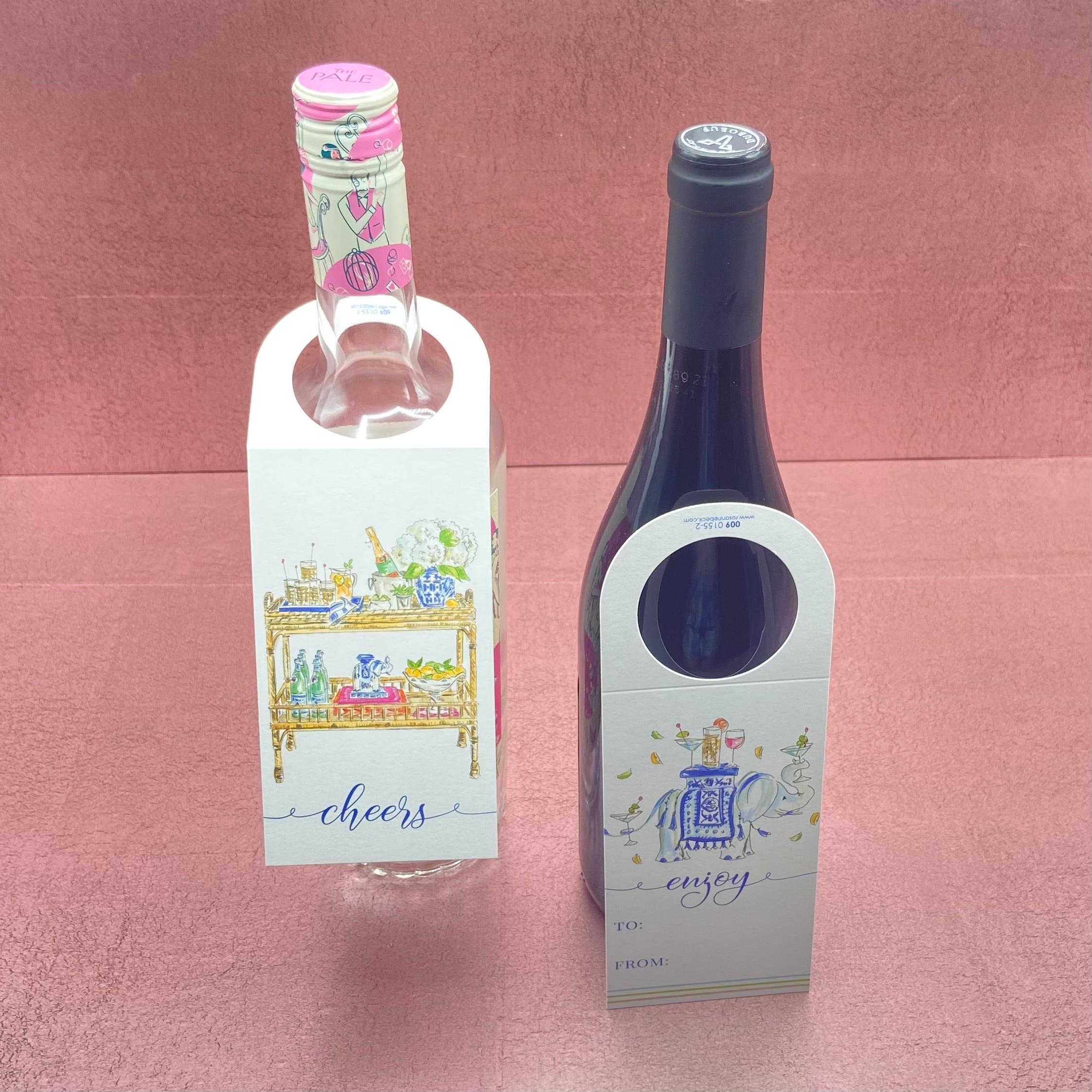 Blue Bar Cart/ Elephant Wine Tags