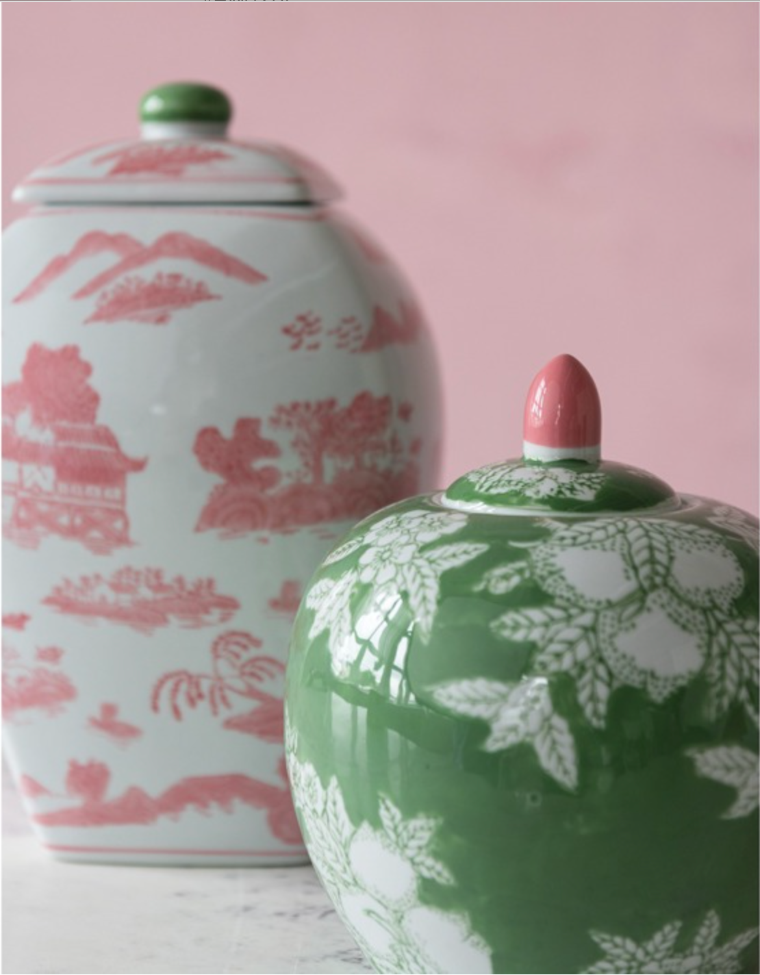 Pink & White Ginger Jar