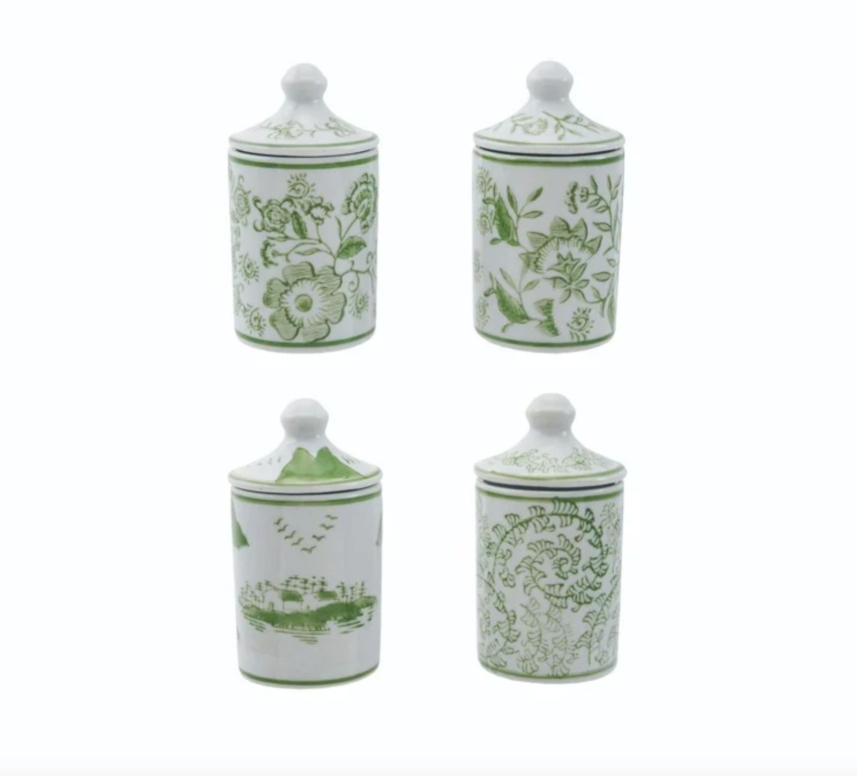 Green Hand Stamped Spice Jar