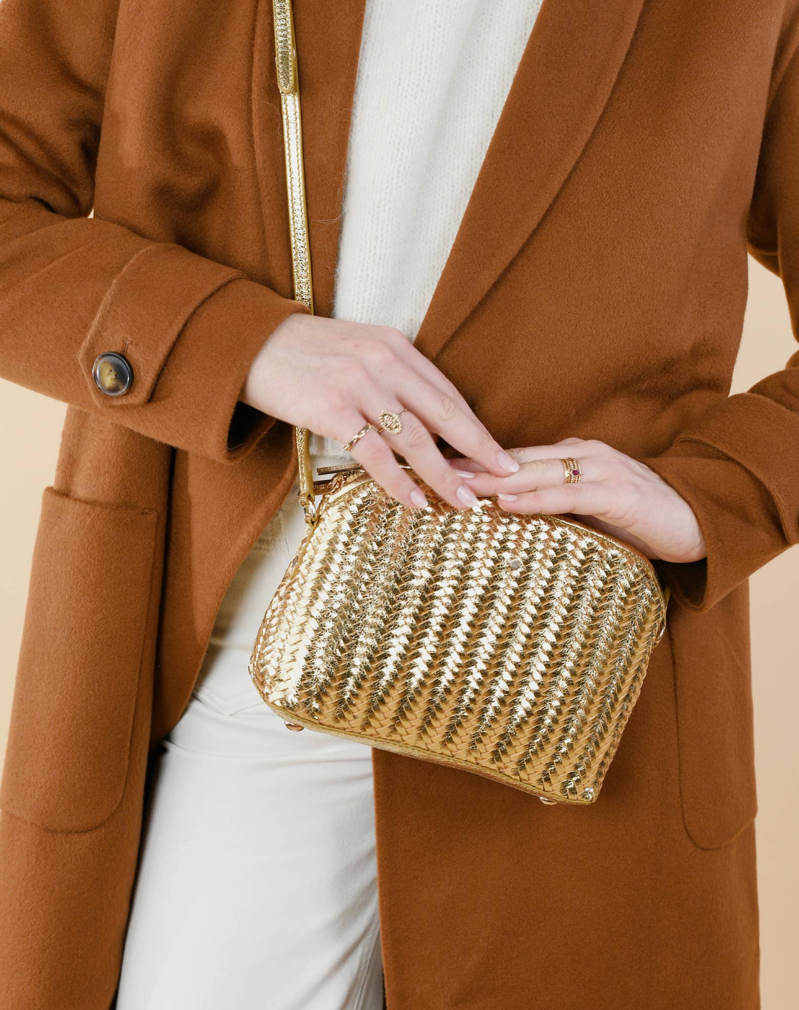 Mia Gold Leather Handbag